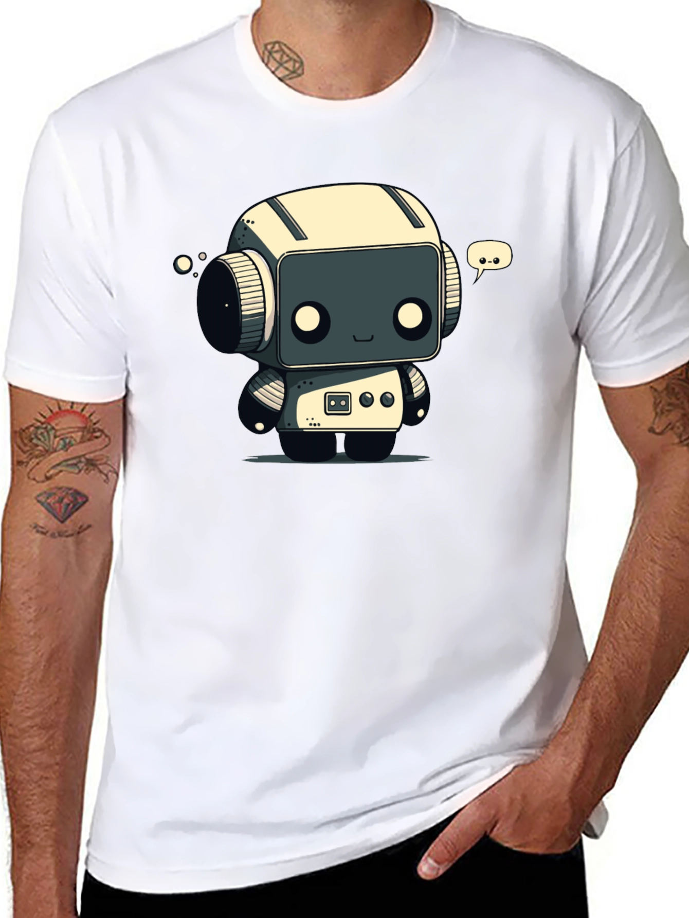 Robot T-Shirt - Black Graphic Tee