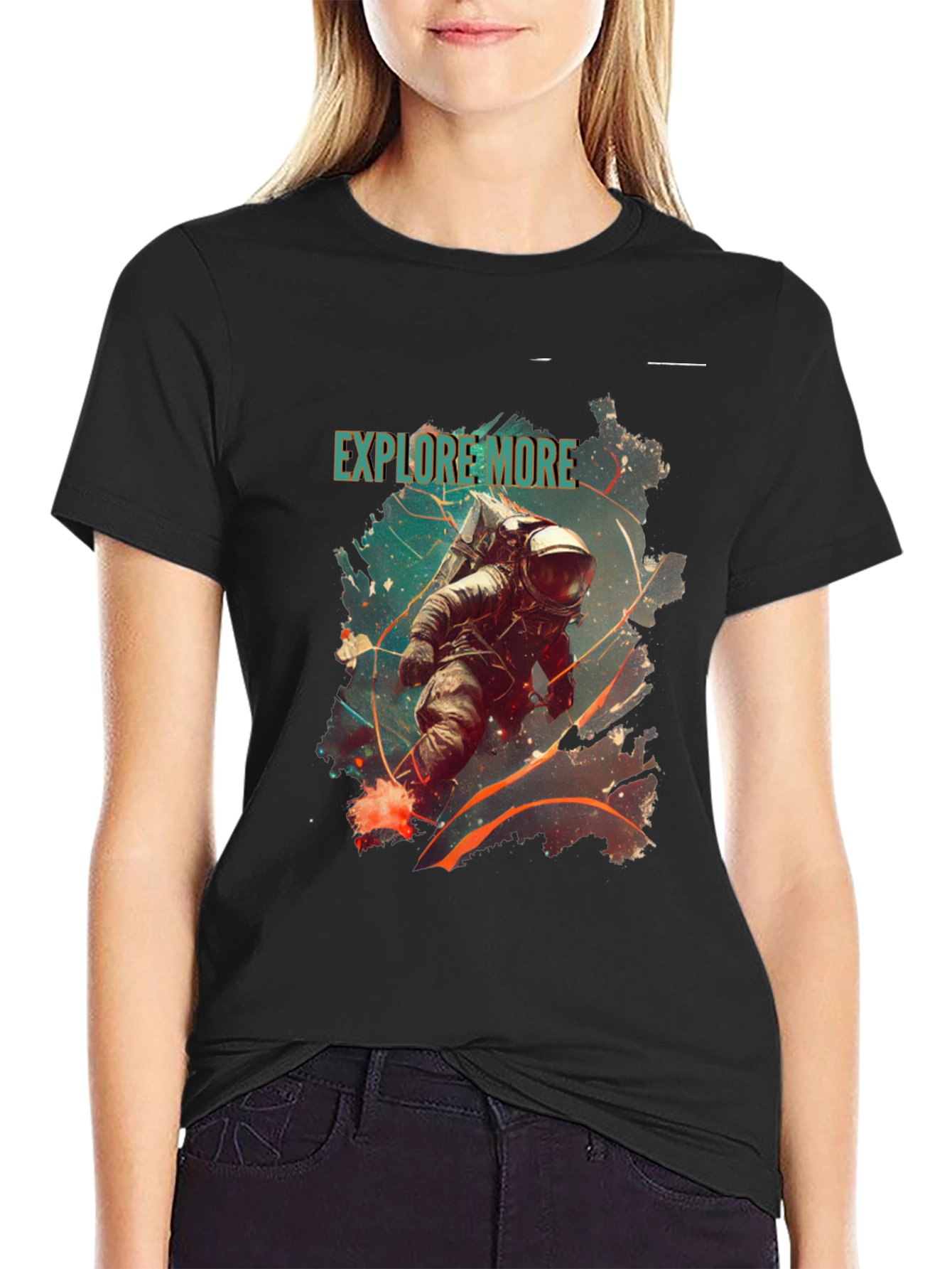 Explore More Astronaut Graphic Tee - Black