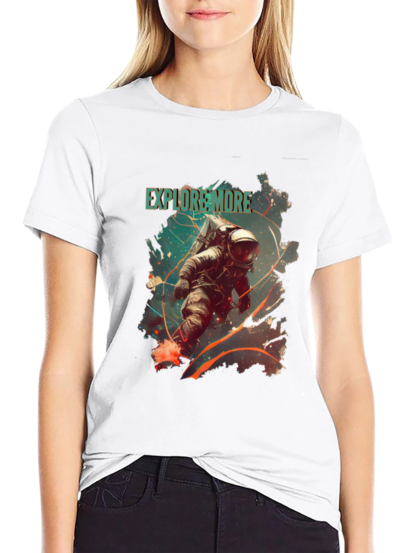 Explore More Astronaut Graphic Tee - Black