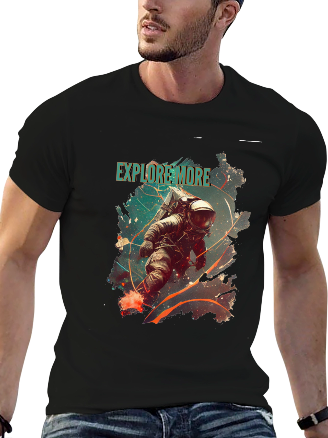 Explore More Astronaut Graphic Tee - Black