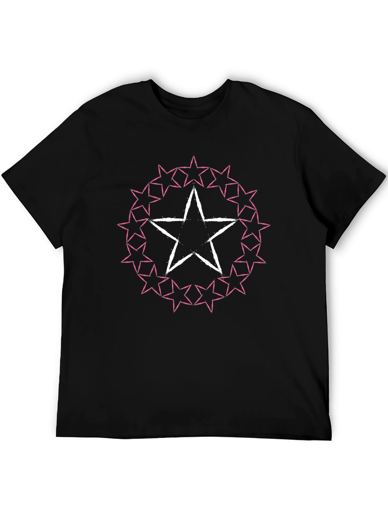 Star Circle Graphic Tee - Black Cotton Blend T-Shirt