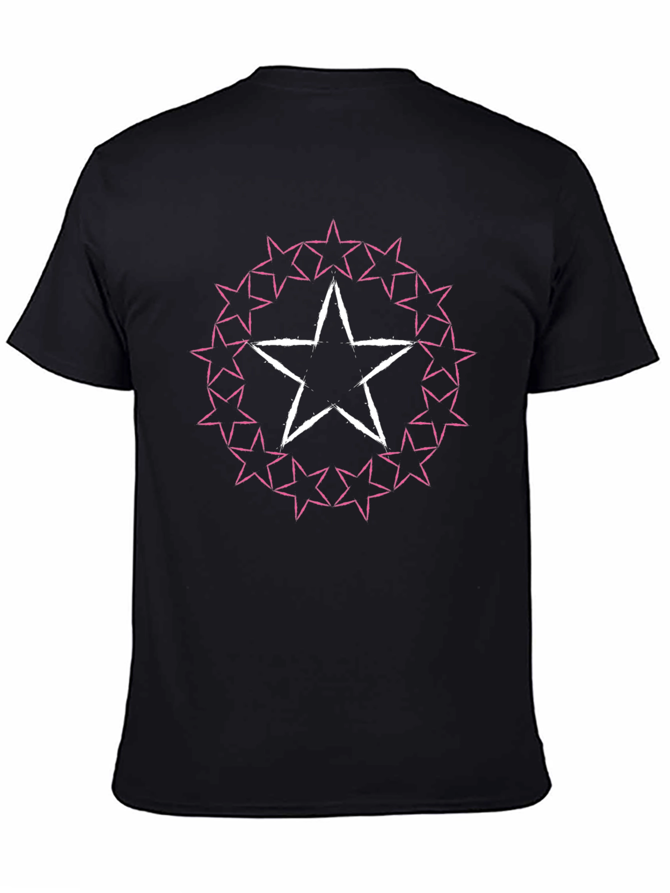 Star Circle Graphic Tee - Black Cotton Blend T-Shirt