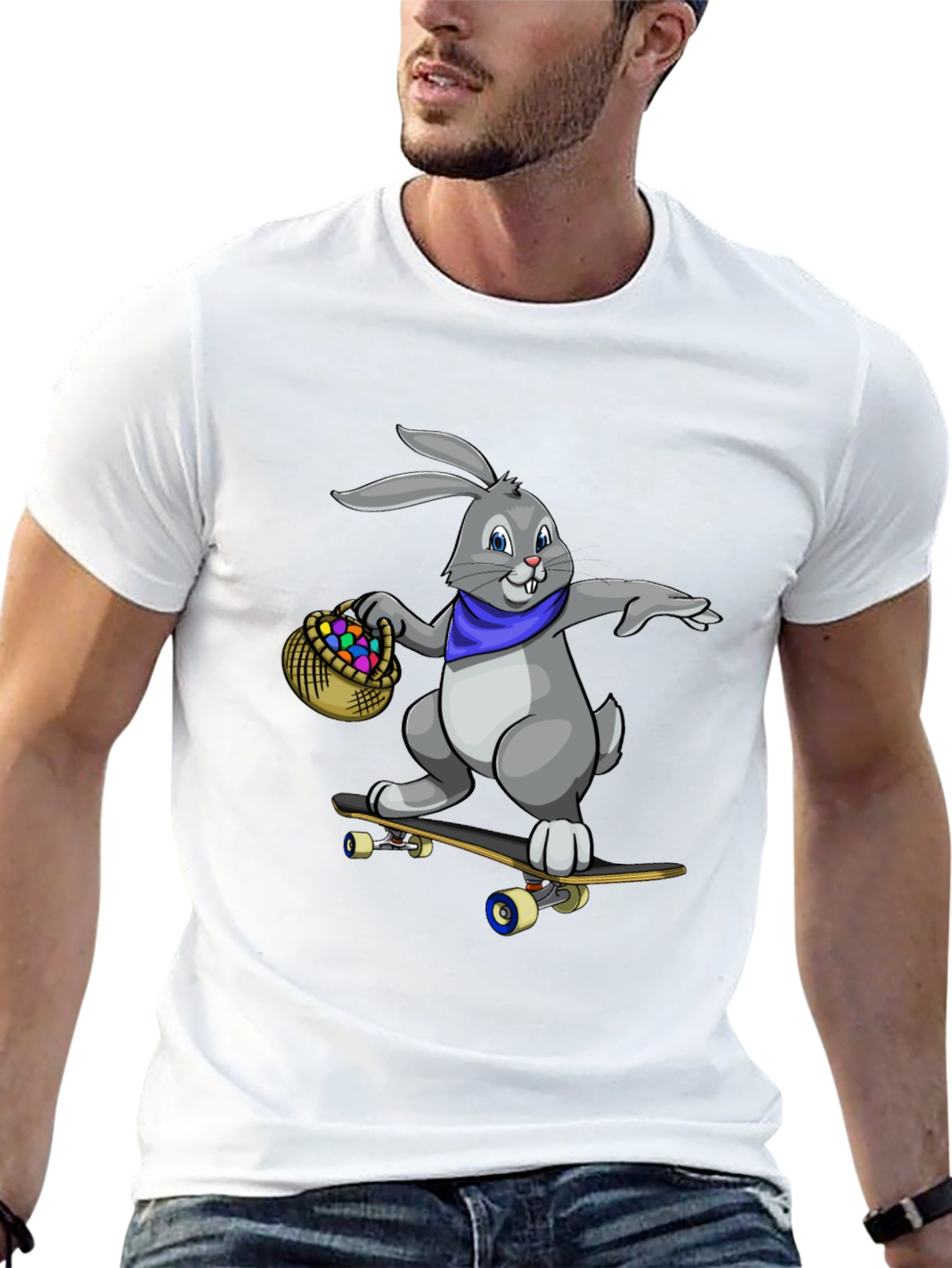Skateboarding Easter Bunny Graphic Tee