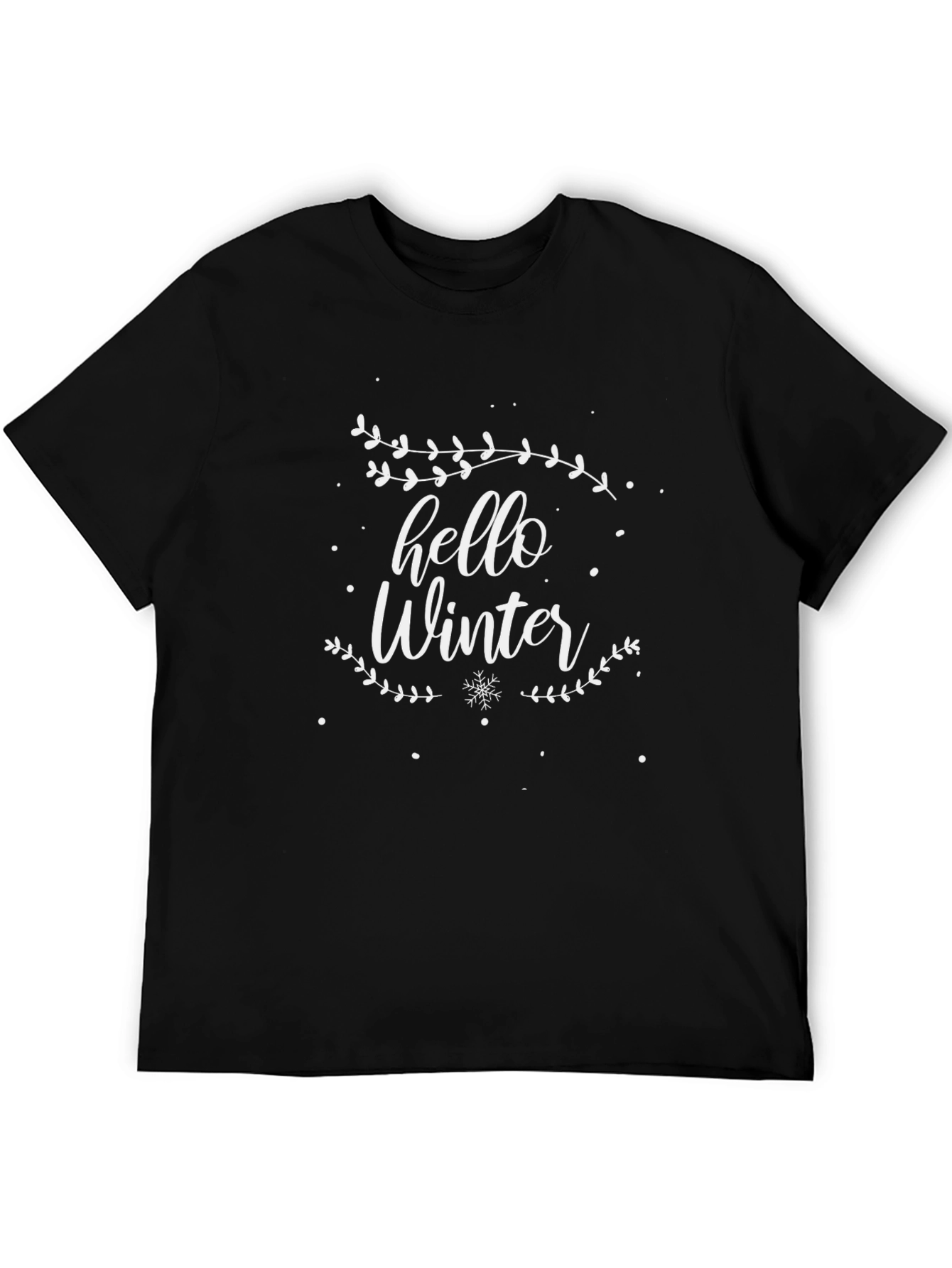 Hello Winter Black Graphic Tee for Men
