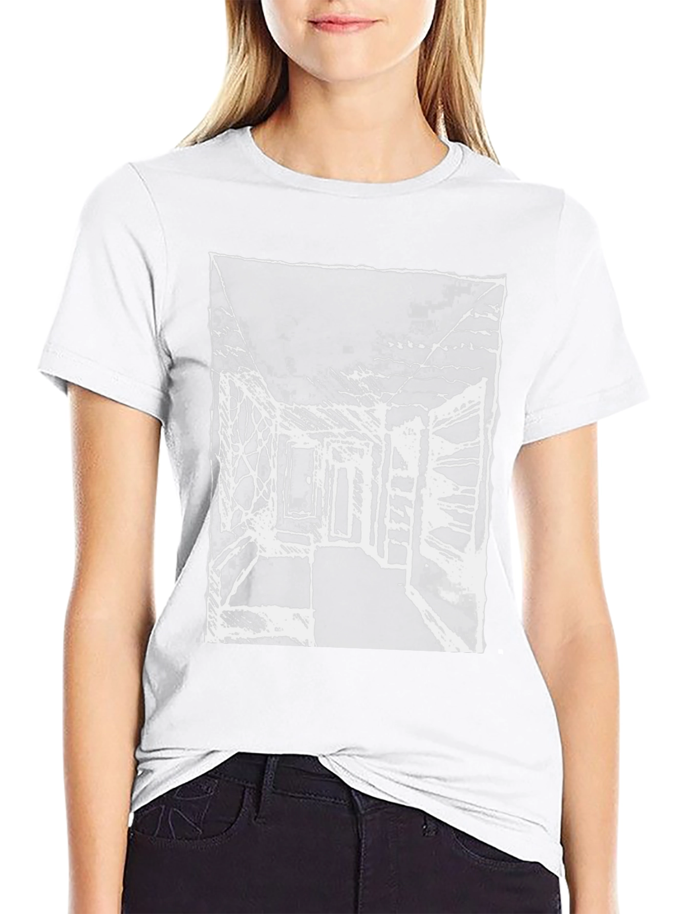 Abstract Sketch Graphic Print Black Cotton T-Shirt