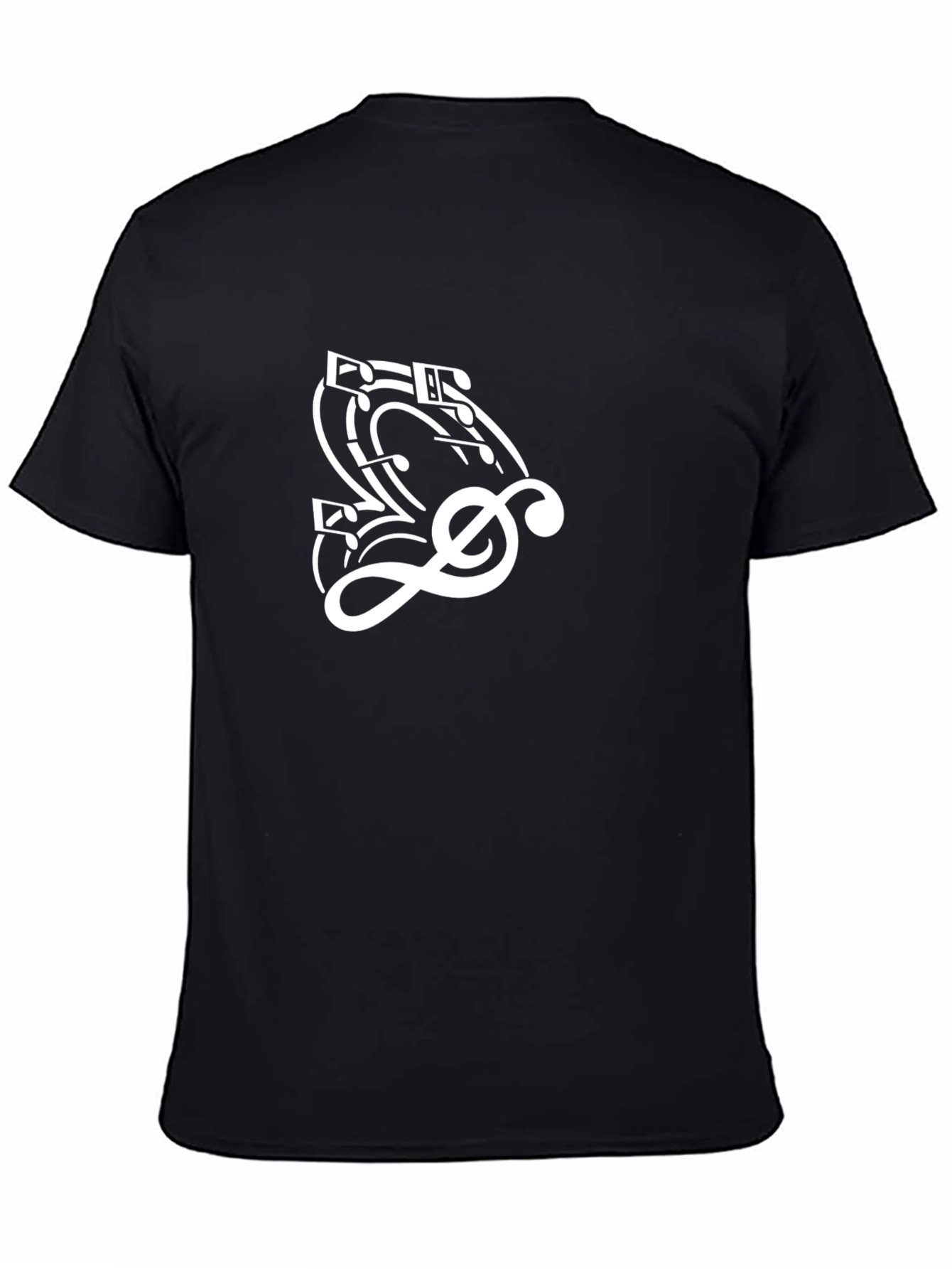 Musical Notes Treble Clef Graphic Black T-Shirt