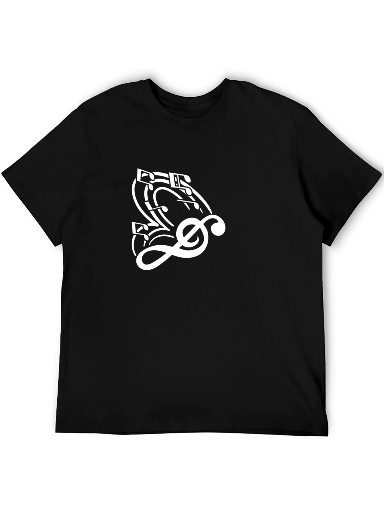 Musical Notes Treble Clef Graphic Black T-Shirt