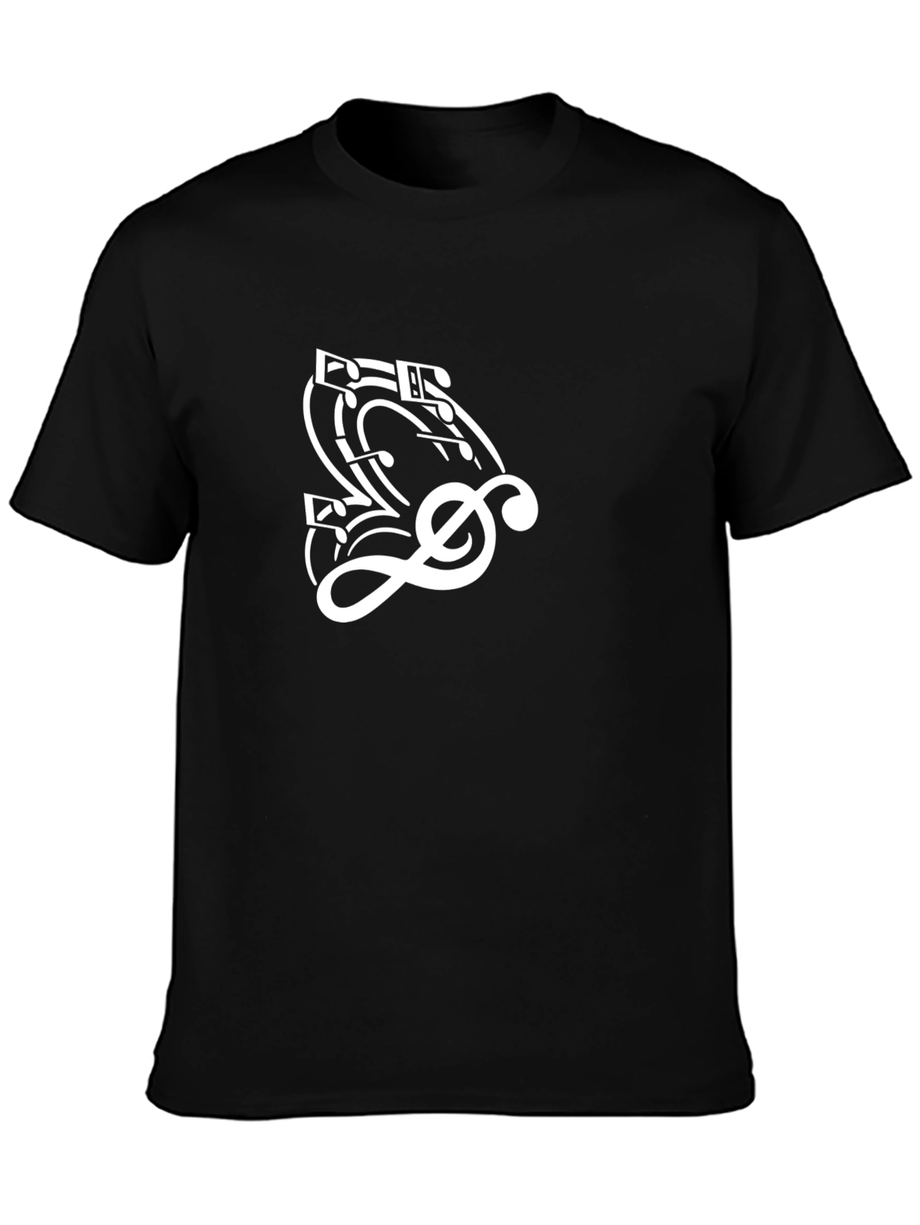 Musical Notes Treble Clef Graphic Black T-Shirt