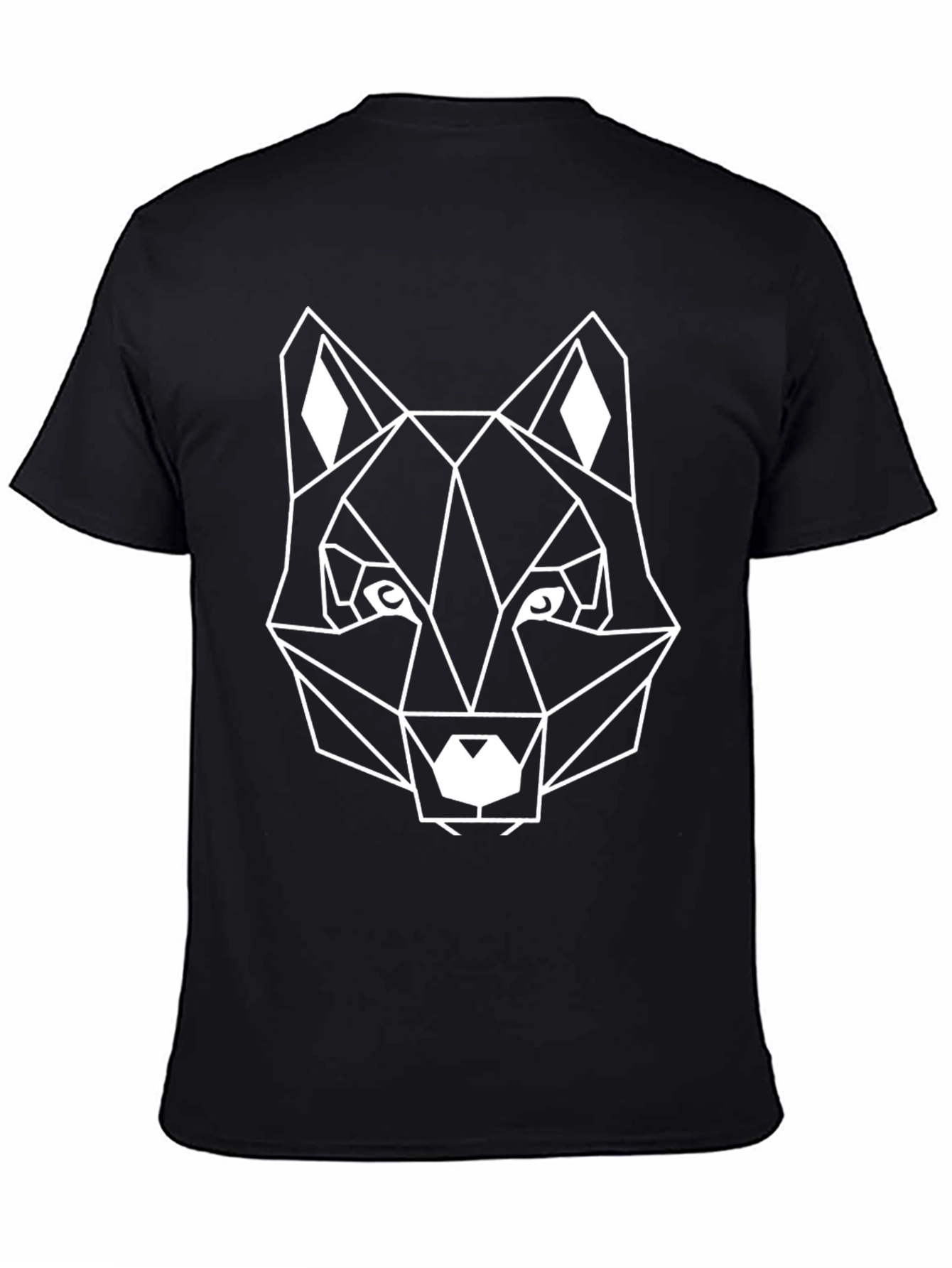 Geometric Wolf Graphic Tee - Stylish Mens Black T-Shirt