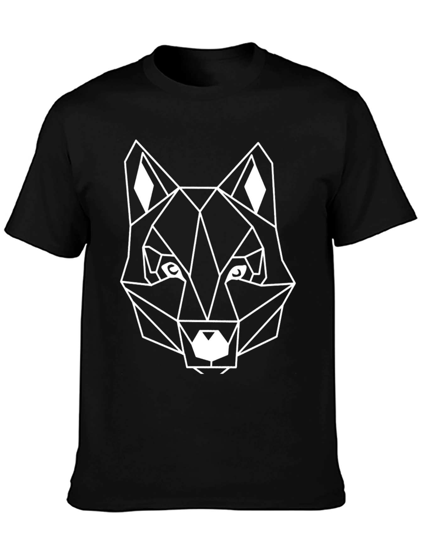 Geometric Wolf Graphic Tee - Stylish Mens Black T-Shirt