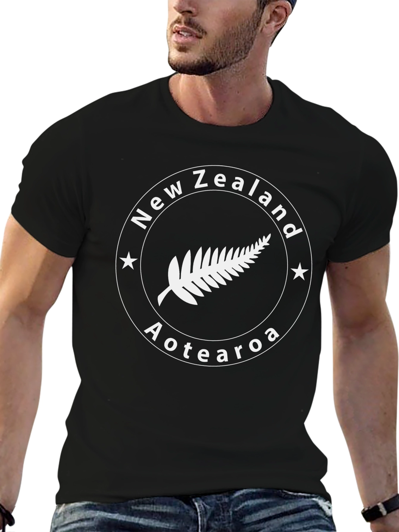 New Zealand Aotearoa Fern Black T-Shirt