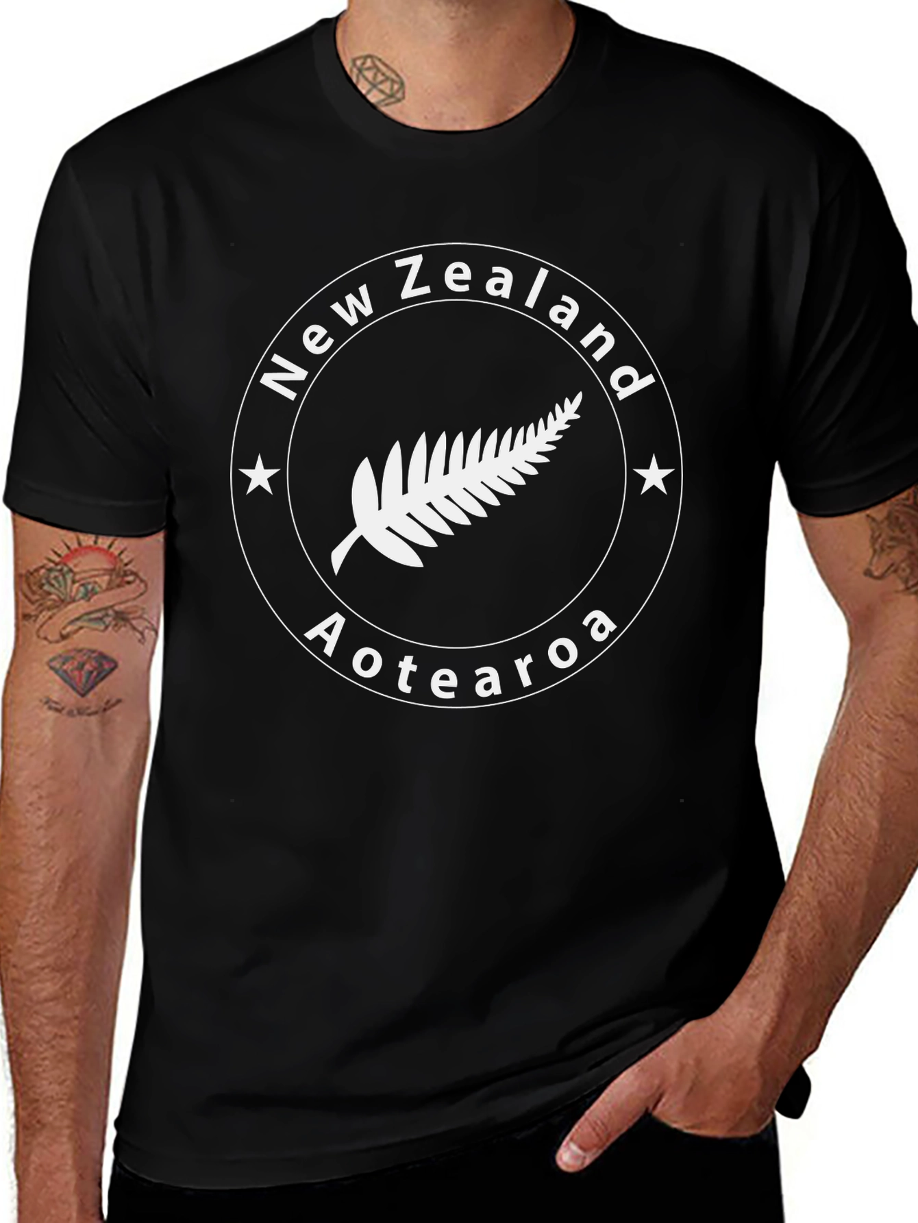 New Zealand Aotearoa Fern Black T-Shirt