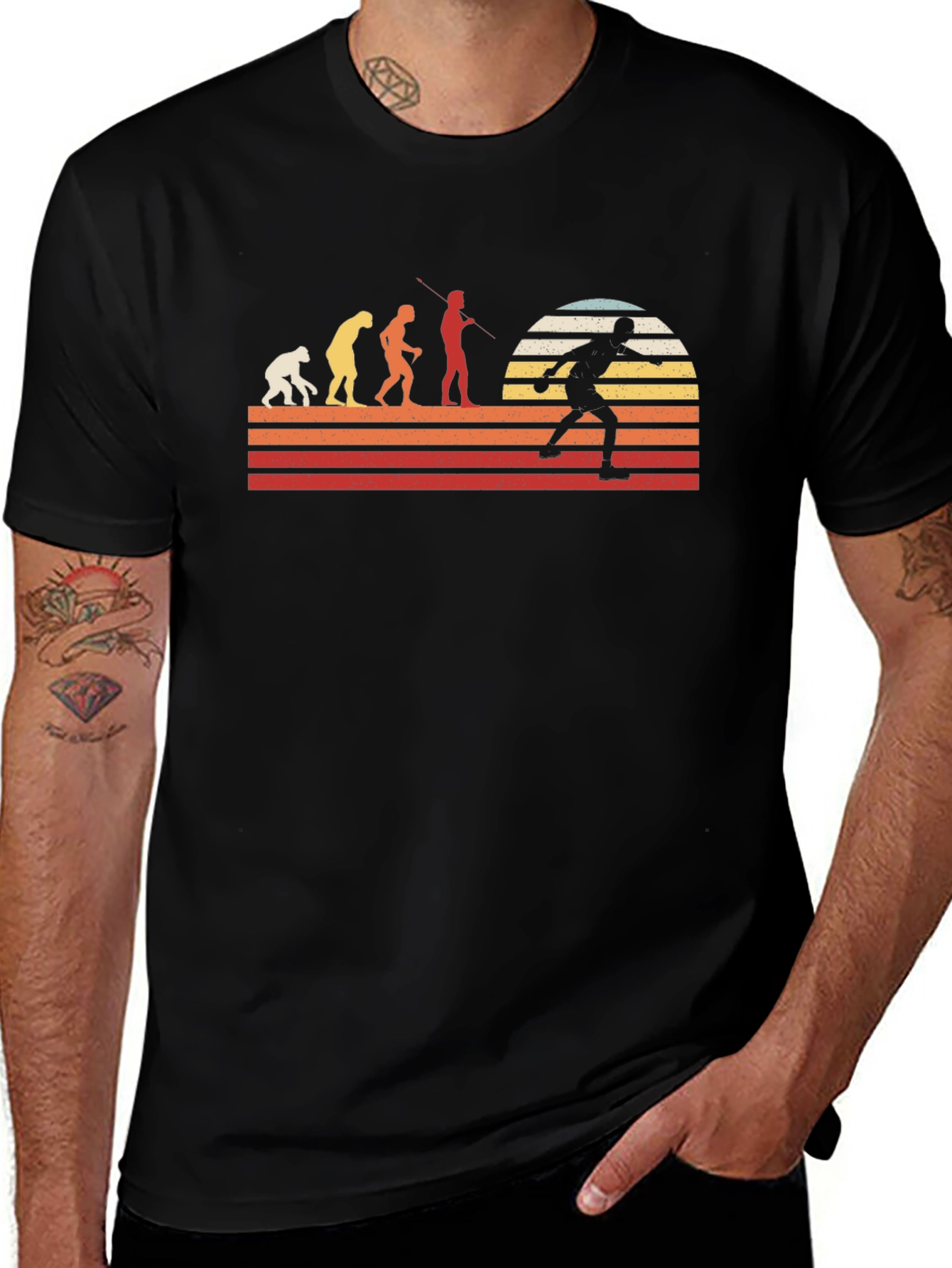 Evolution of Bowling Graphic Tee - Black