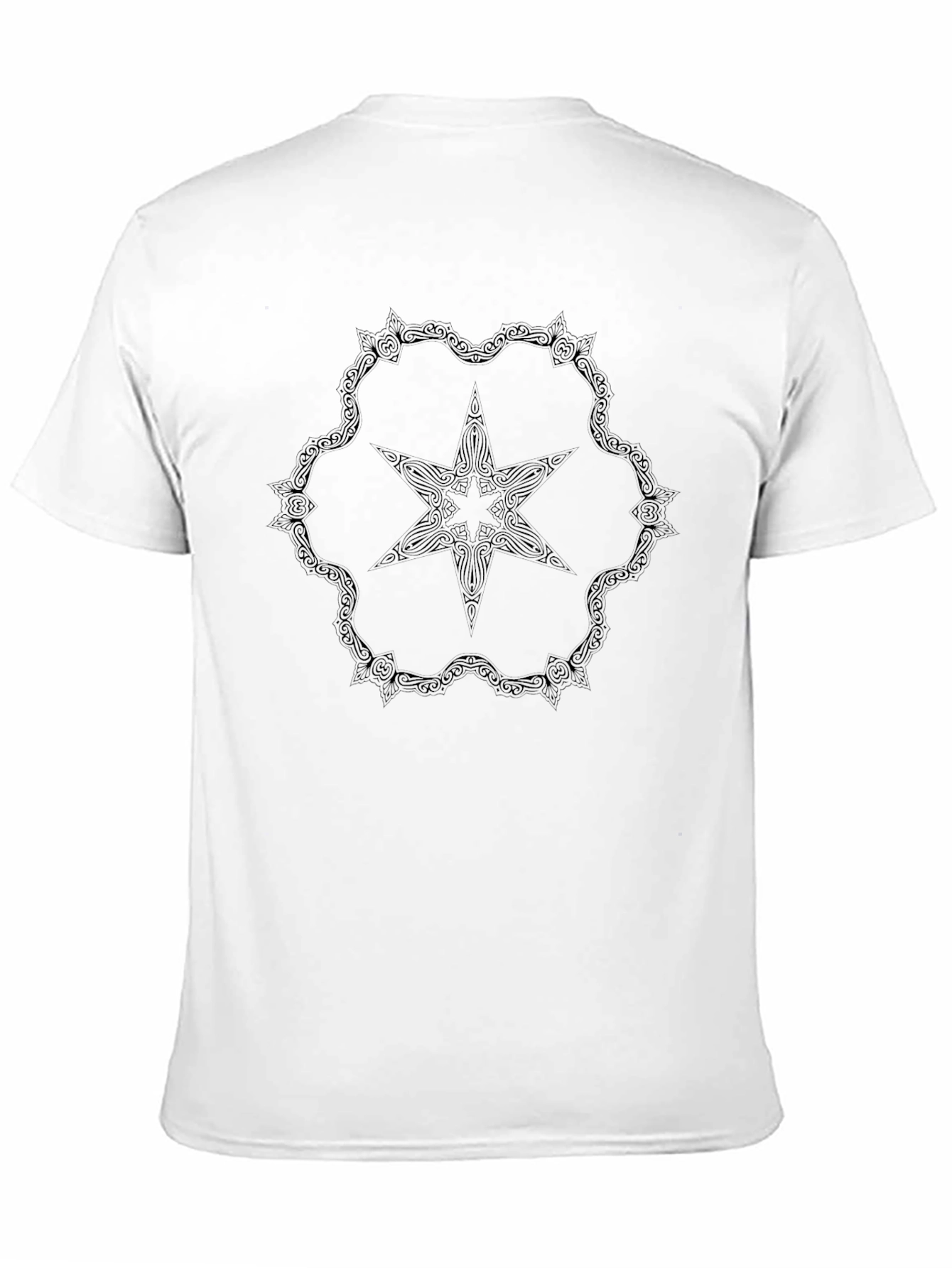 Geometric Star Mandala T-Shirt - Black