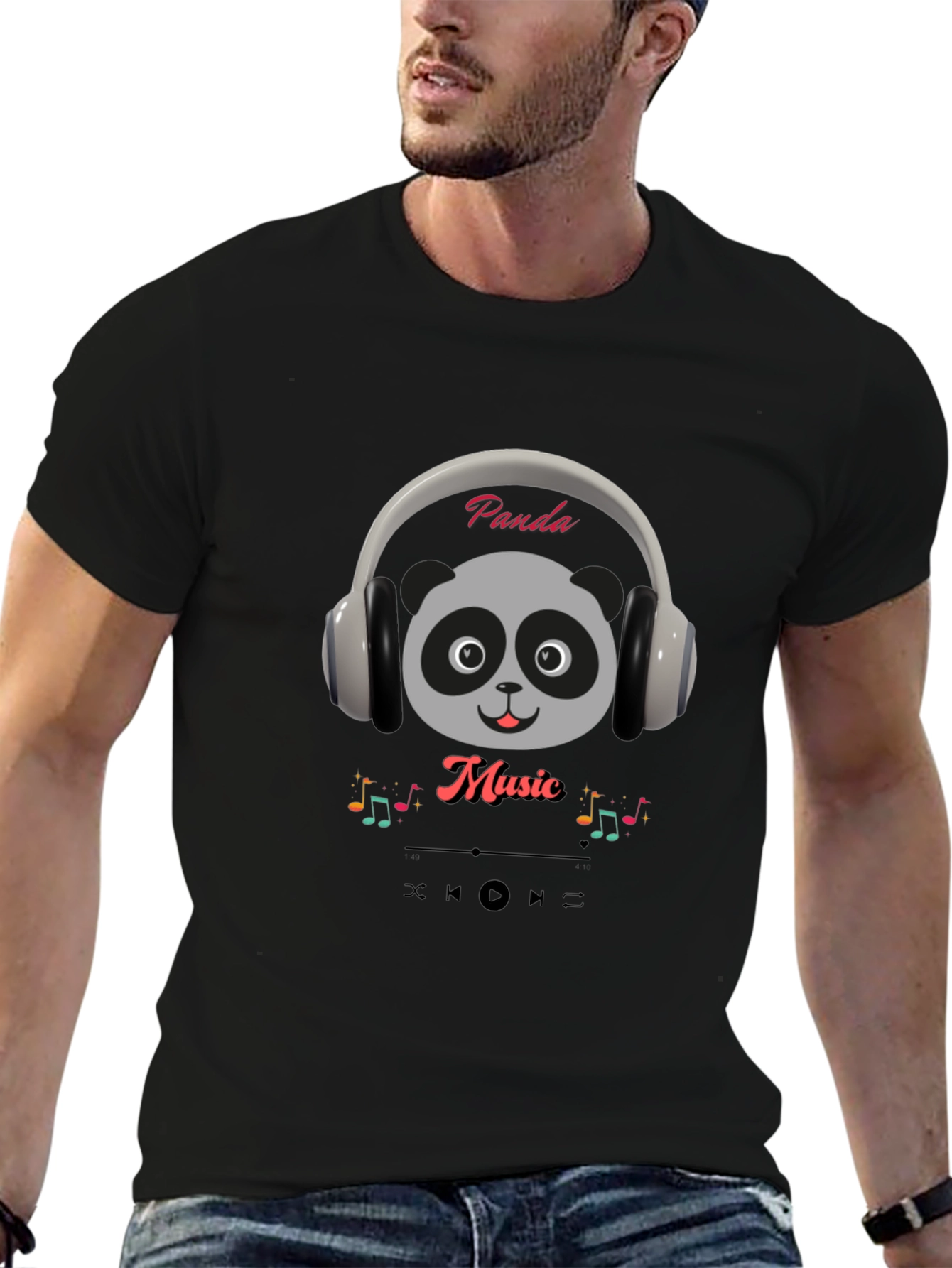Panda Music T-Shirt - Cute Panda with Headphones Tee