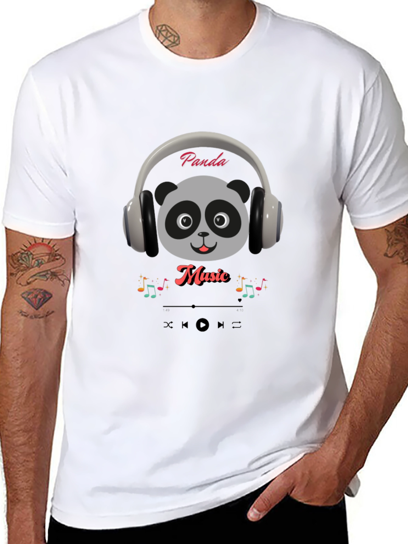 Panda Music T-Shirt - Cute Panda with Headphones Tee
