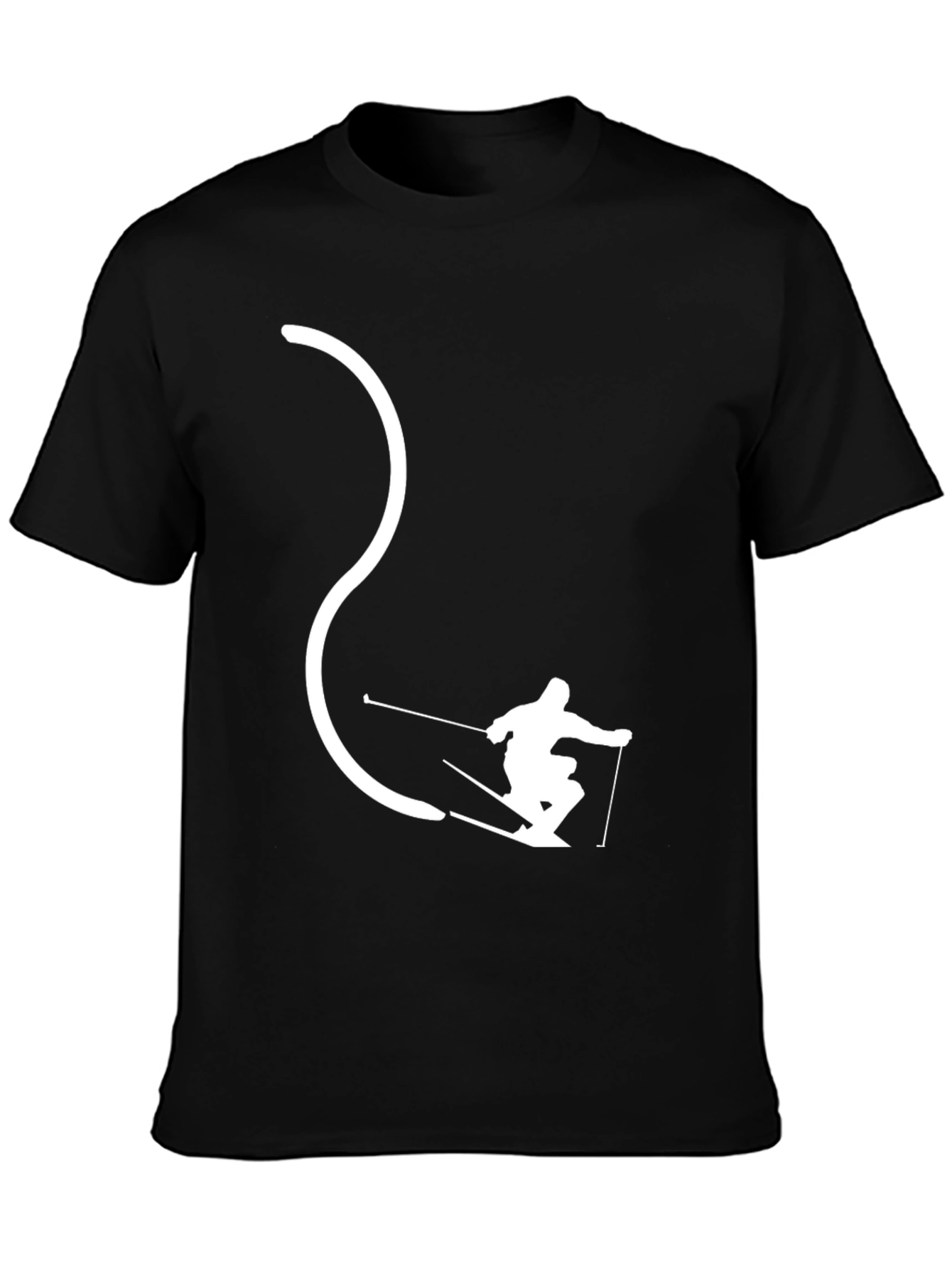 Skier Silhouette Black T-Shirt