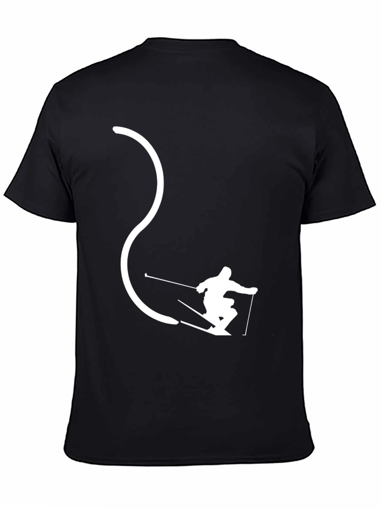 Skier Silhouette Black T-Shirt