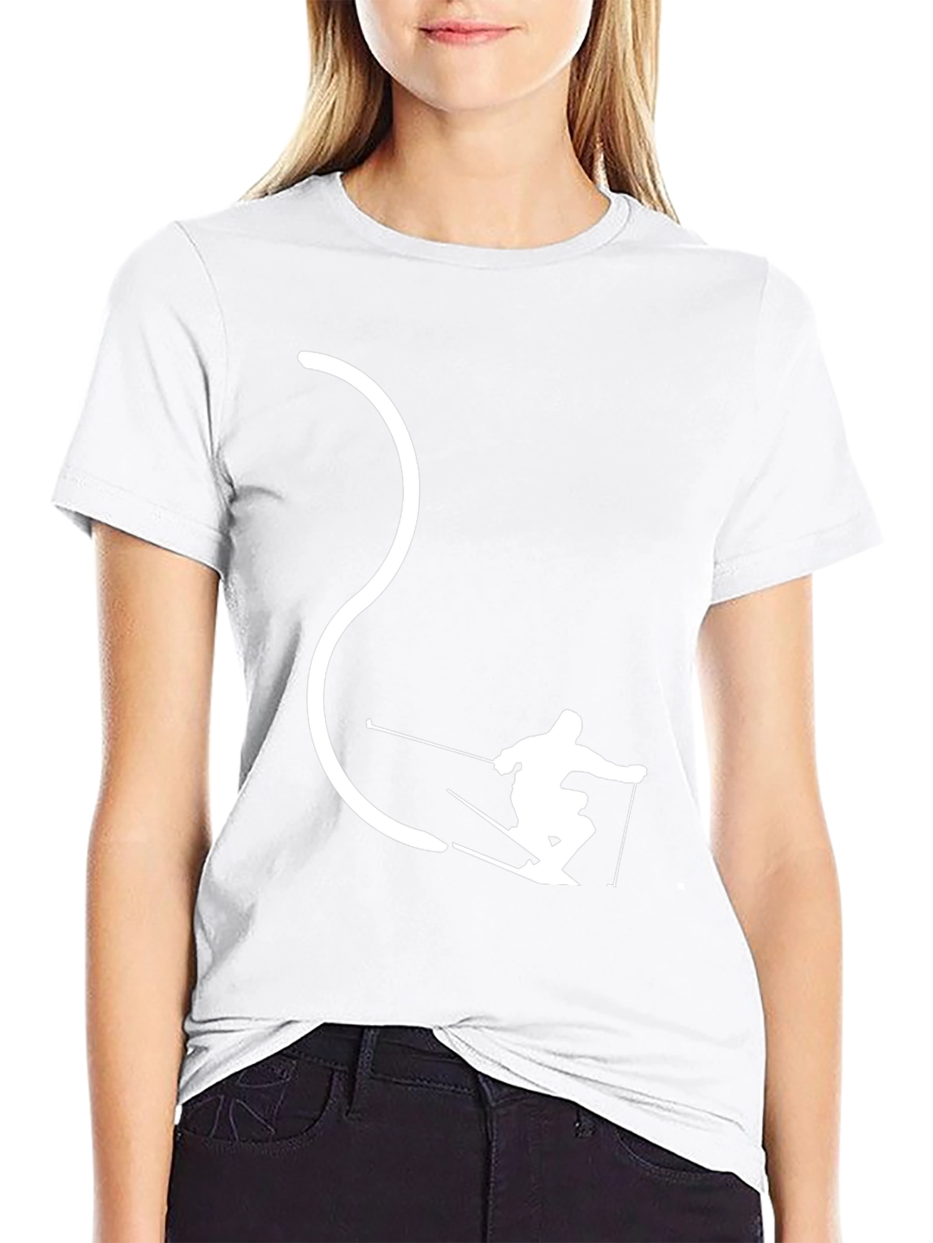 Skier Silhouette Black T-Shirt