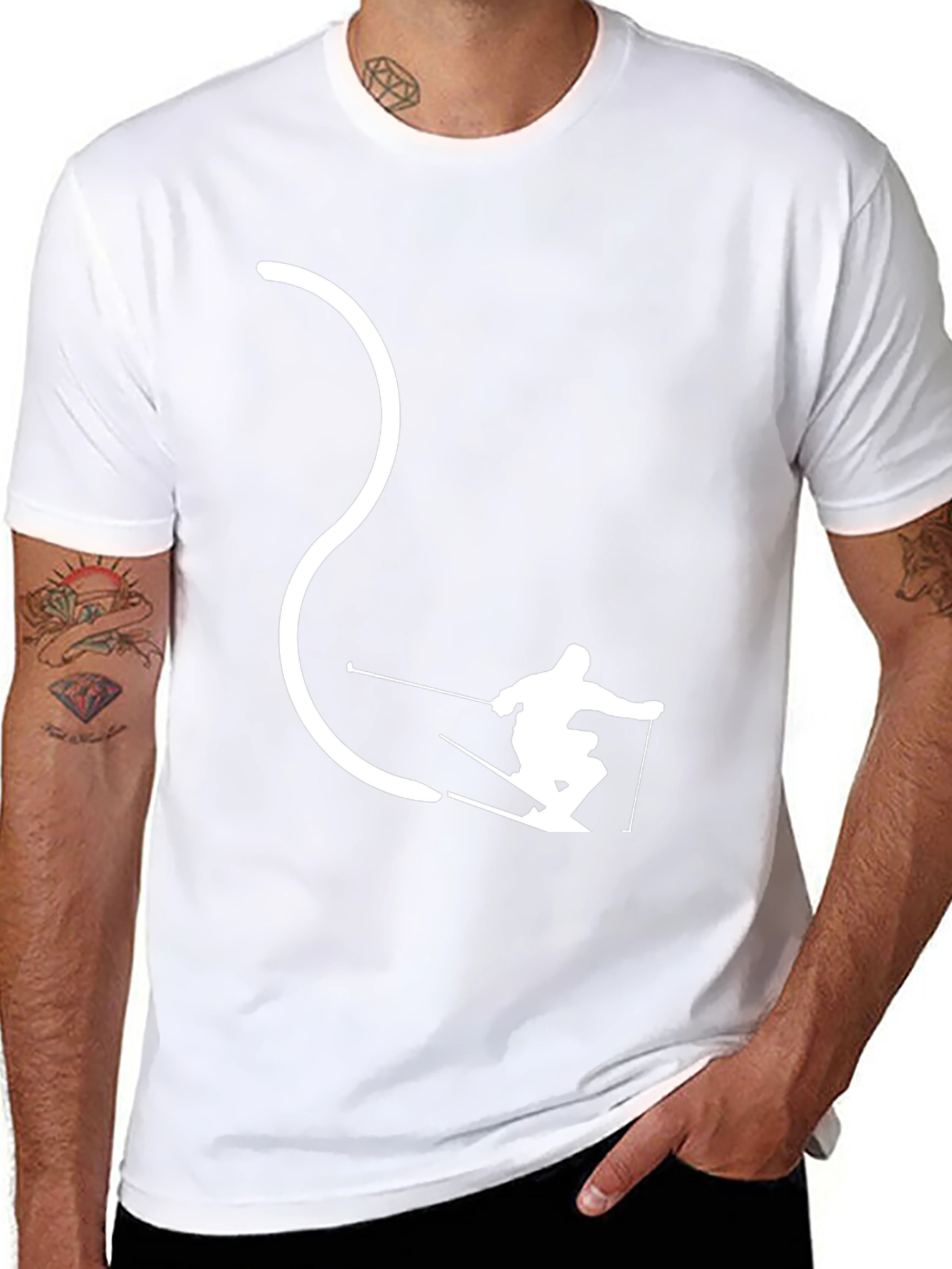 Skier Silhouette Black T-Shirt