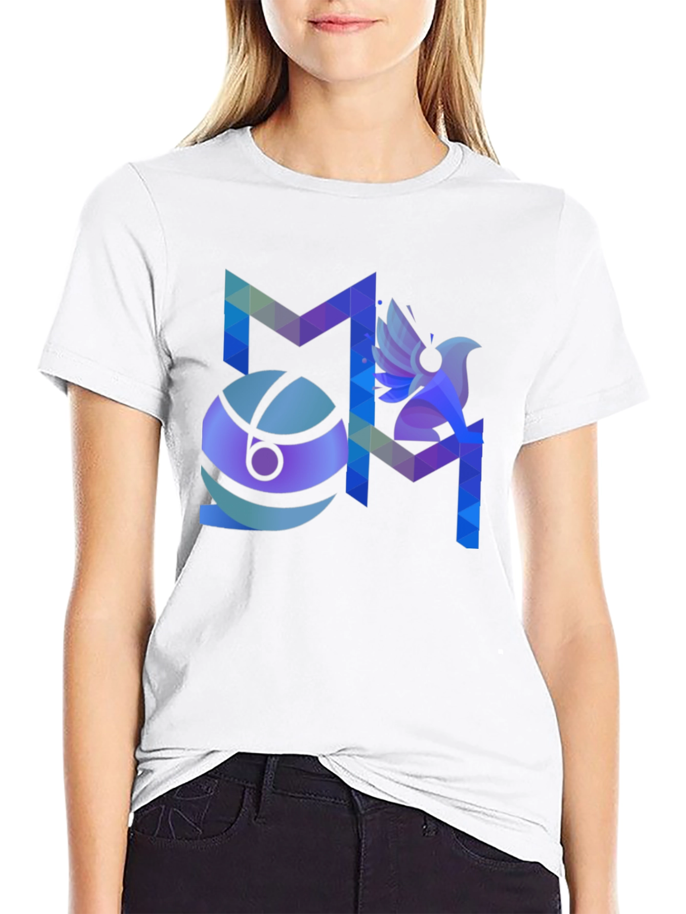 Abstract Geometric Bird Graphic Print Mens T-Shirt