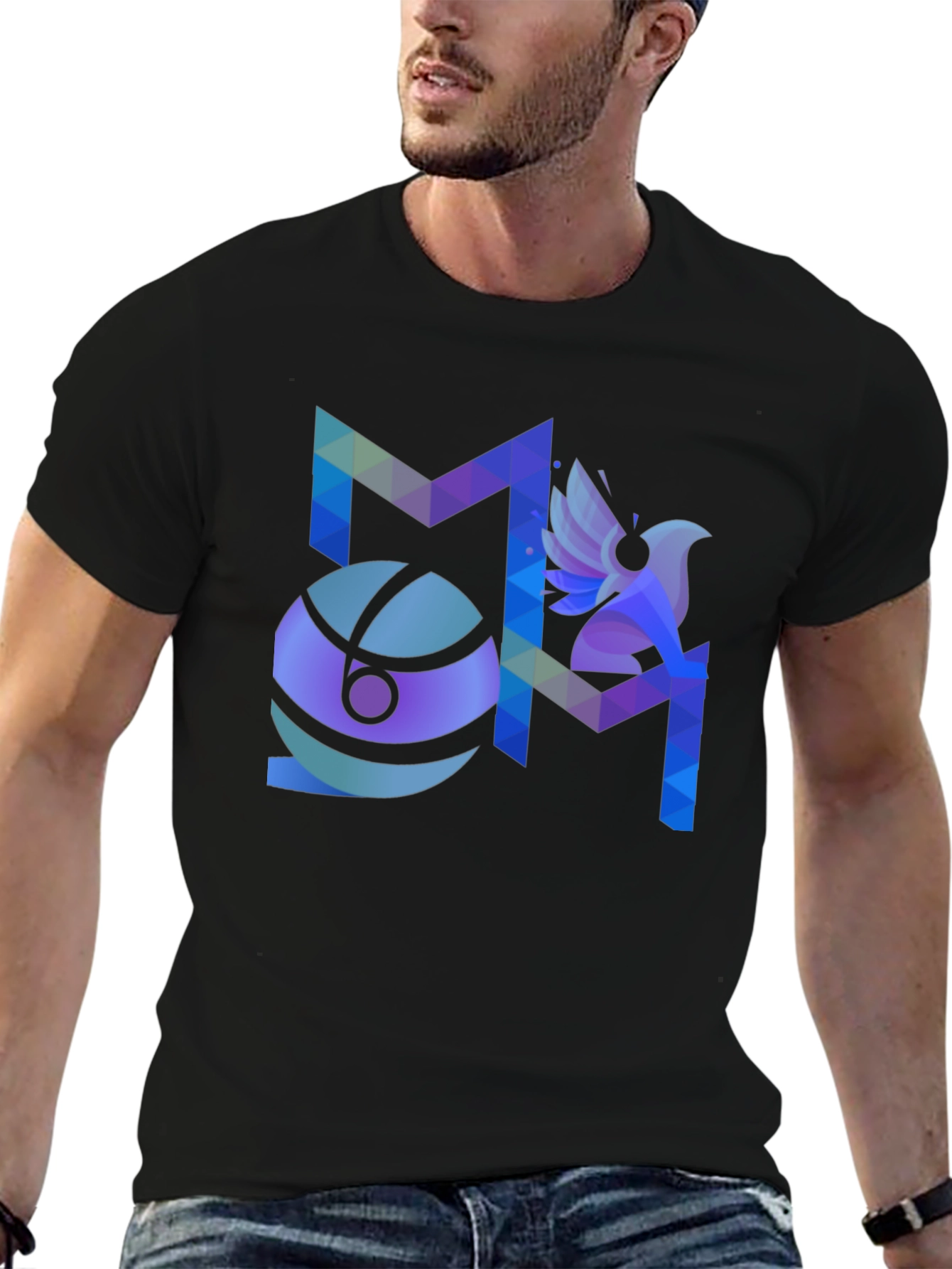 Abstract Geometric Bird Graphic Print Mens T-Shirt