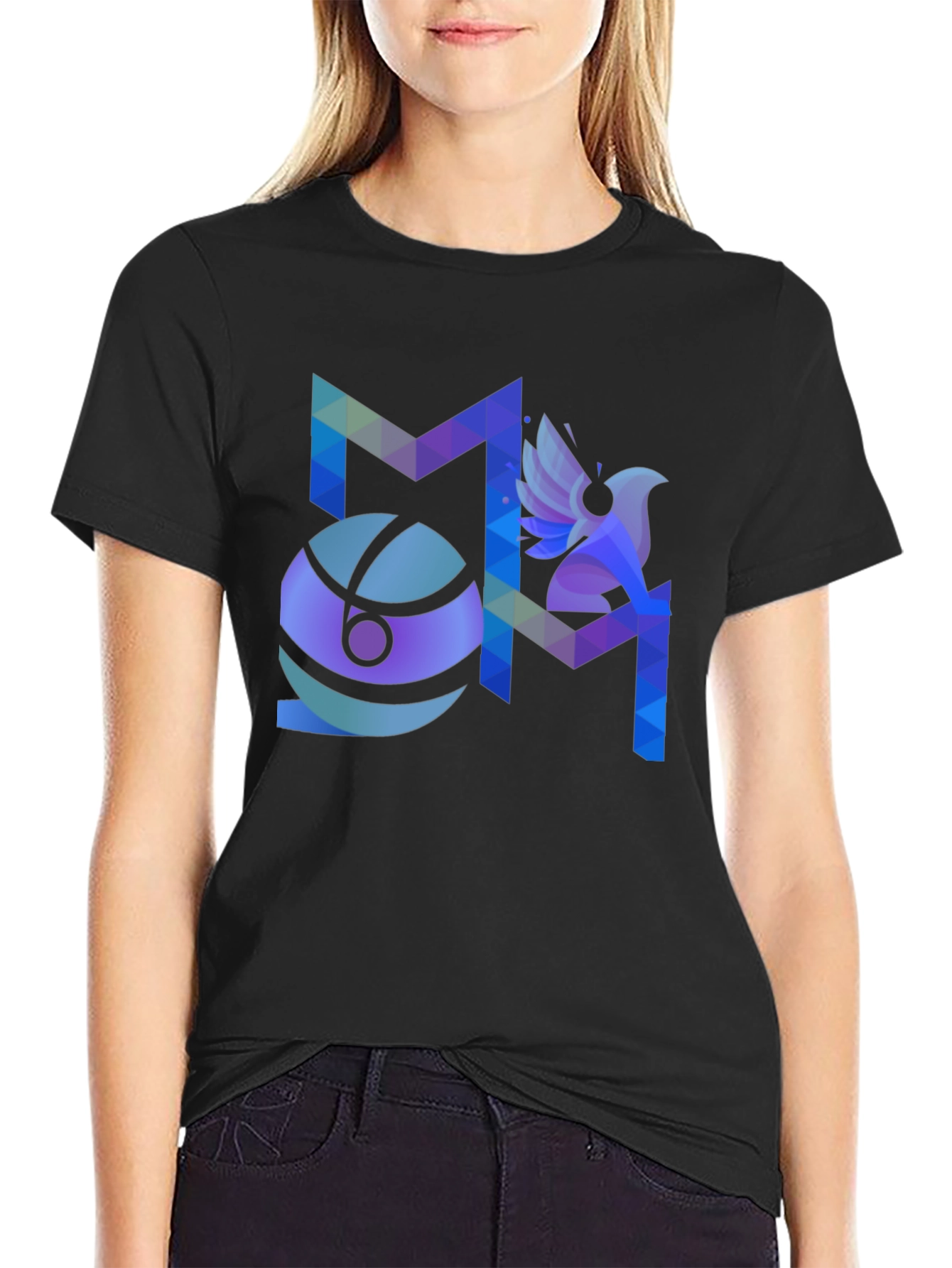 Abstract Geometric Bird Graphic Print Mens T-Shirt