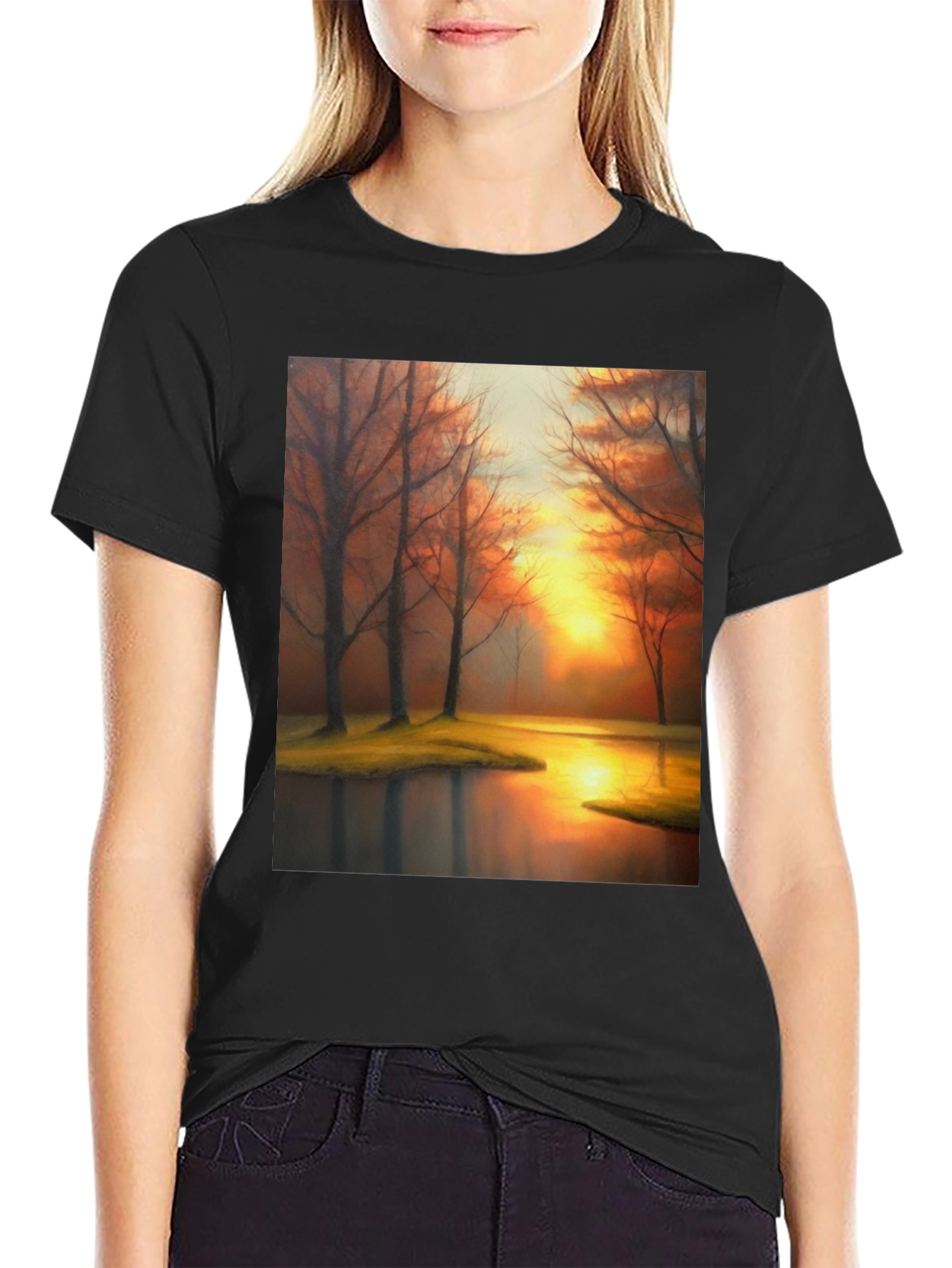 Sunset Lake T-Shirt - Artistic Print