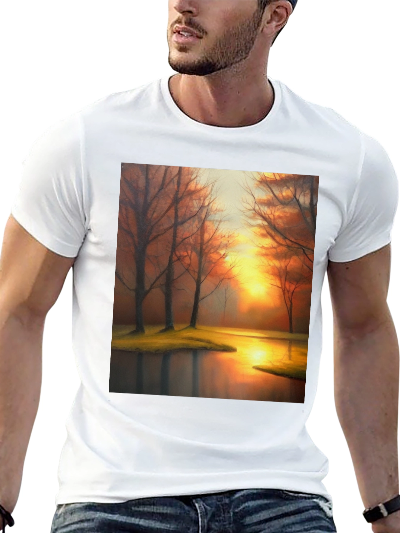 Sunset Lake T-Shirt - Artistic Print