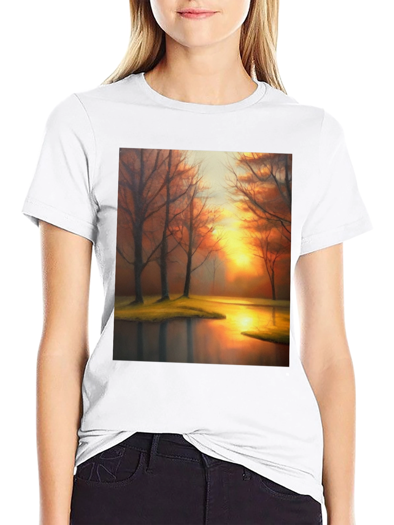 Sunset Lake T-Shirt - Artistic Print