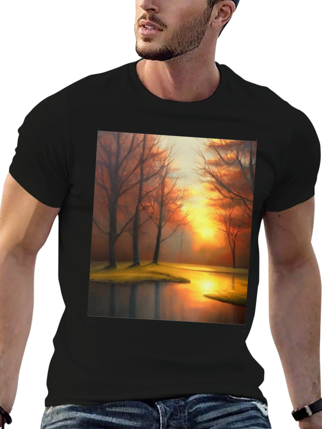 Sunset Lake T-Shirt - Artistic Print