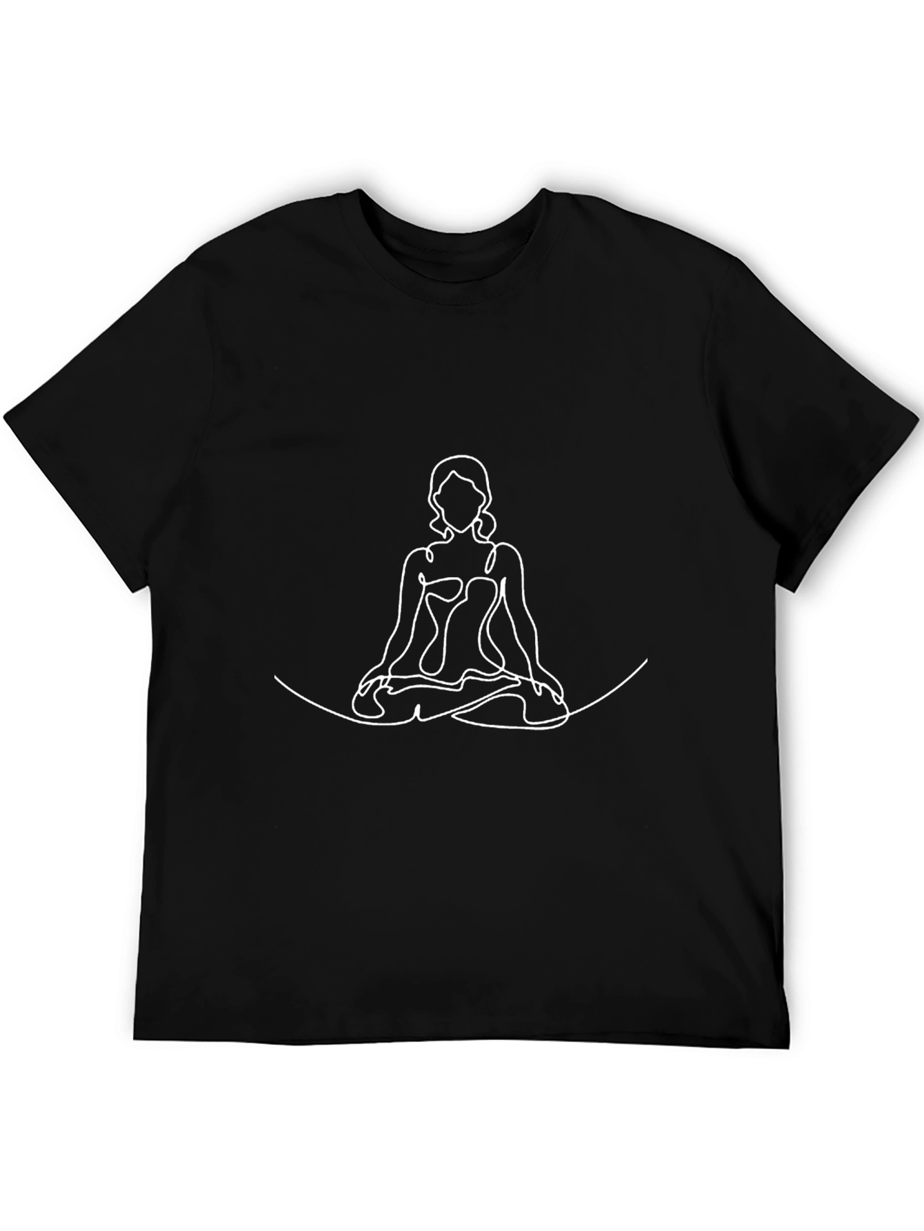 Minimalist Yoga Pose Black T-Shirt