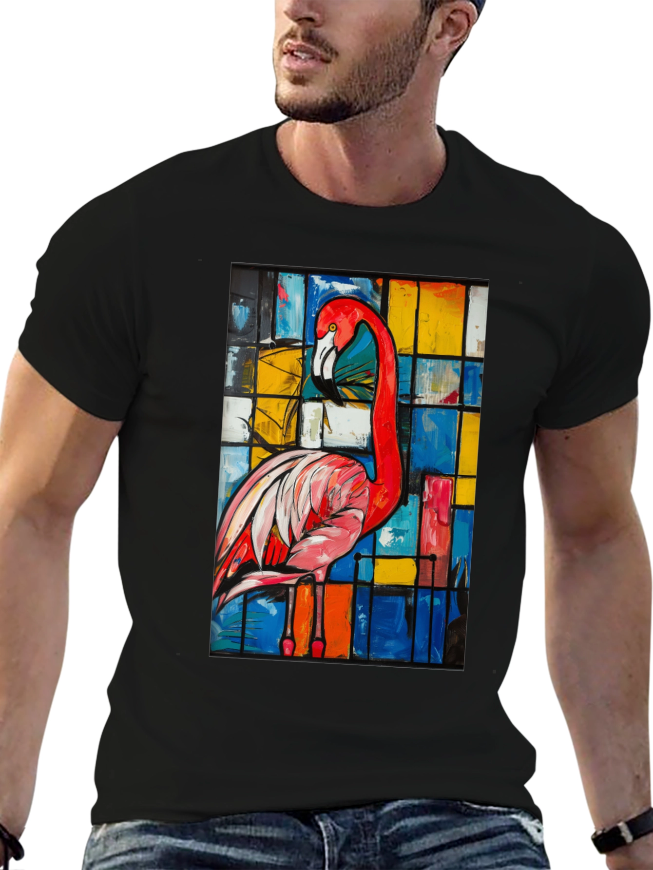 Abstract Flamingo Graphic Tee - Modern Art Shirt
