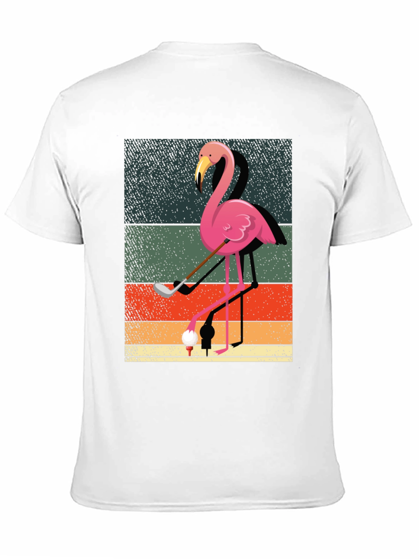 Golfing Flamingo Graphic Tee - Mens Black T-Shirt