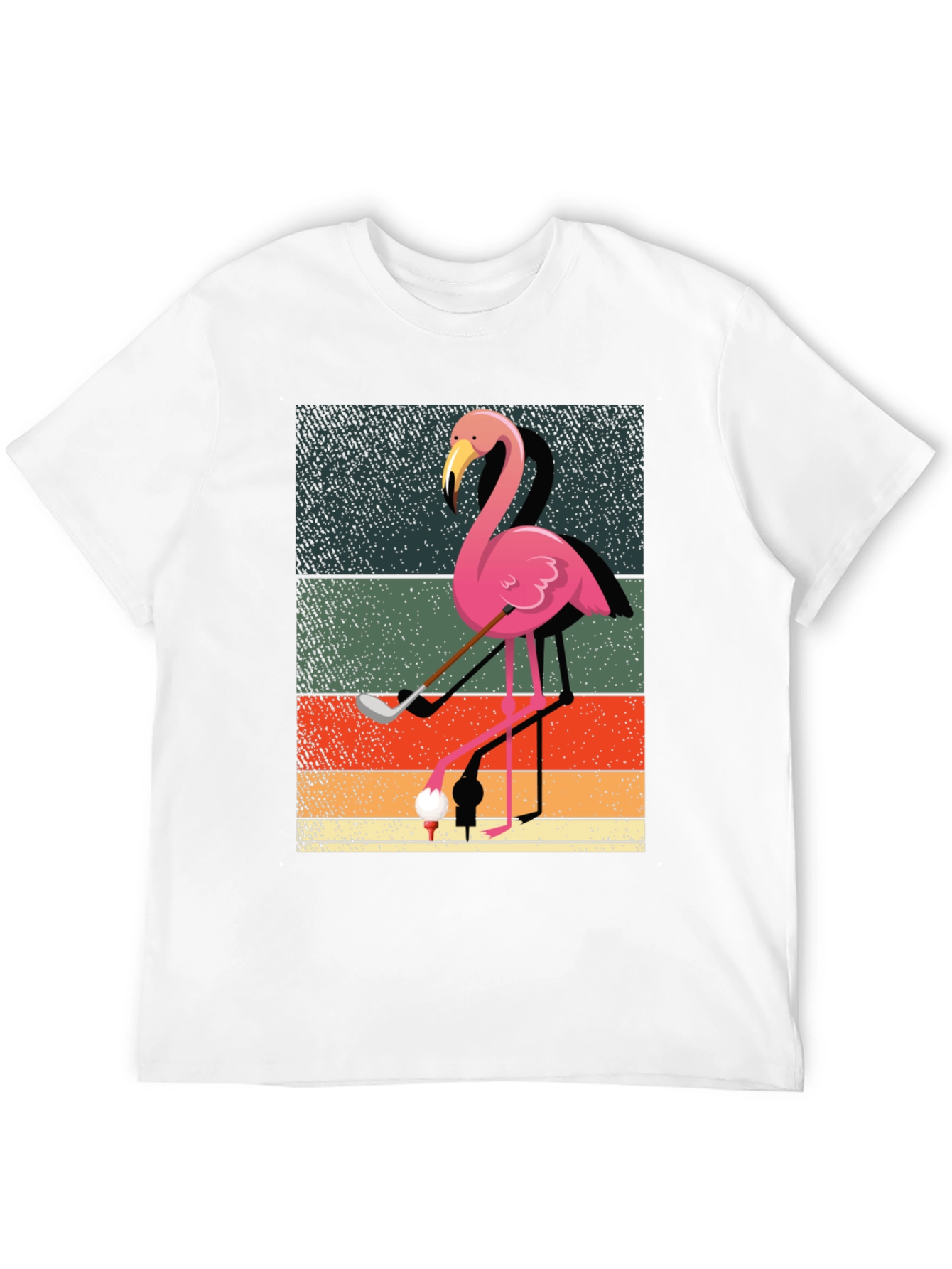 Golfing Flamingo Graphic Tee - Mens Black T-Shirt