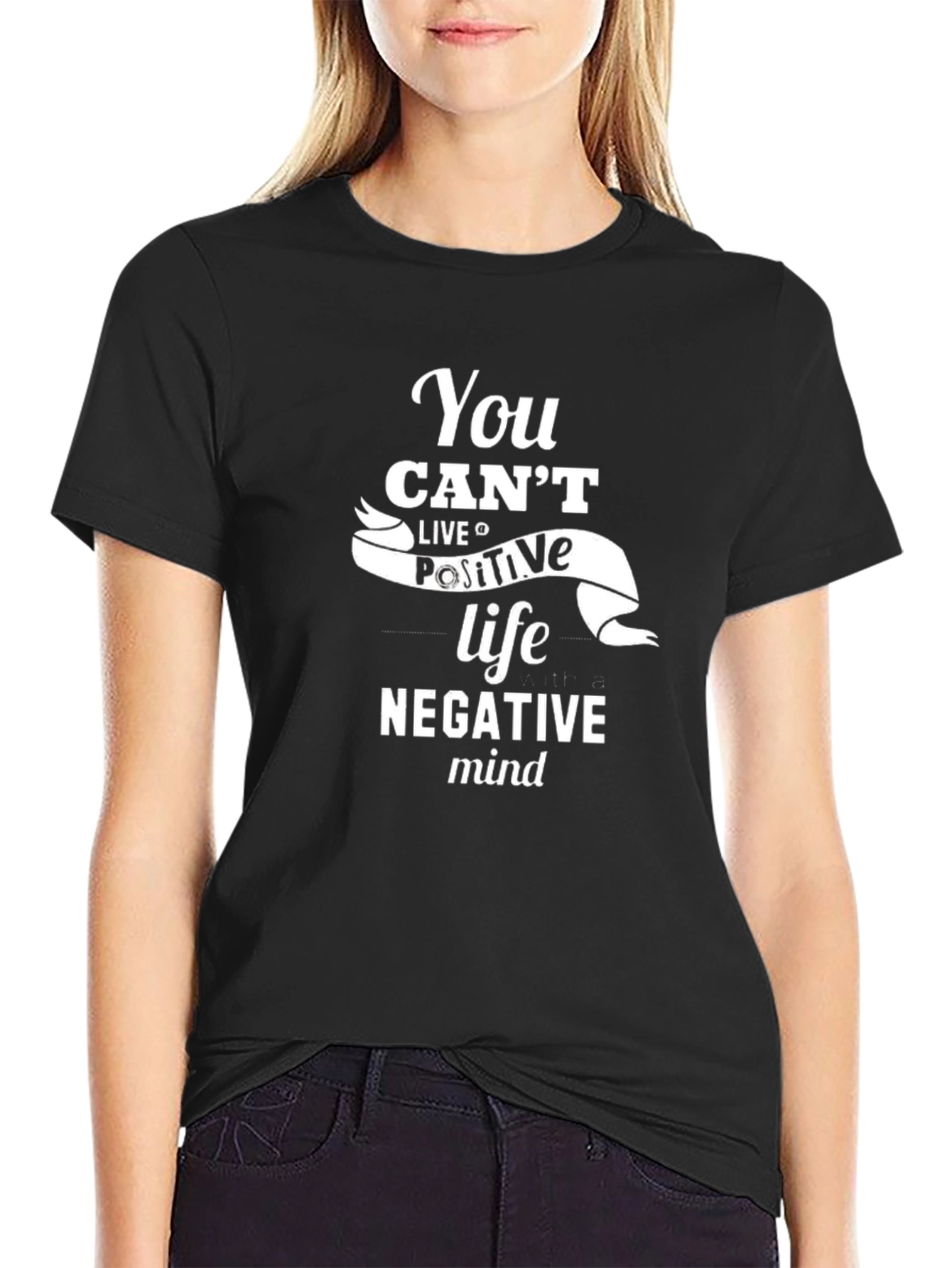 Positive Life Graphic Tee - Black Cotton T-Shirt