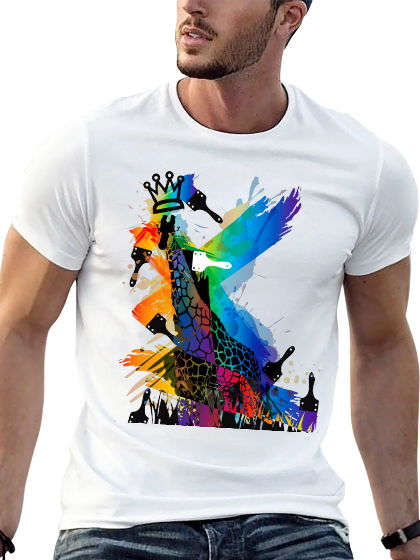 Colorful Giraffe Painting T-Shirt