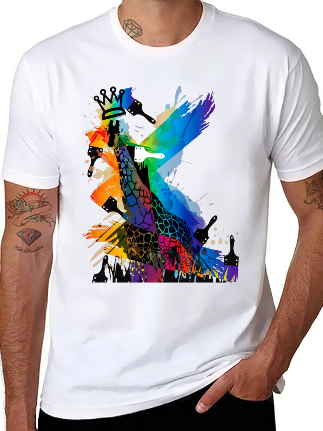 Colorful Giraffe Painting T-Shirt