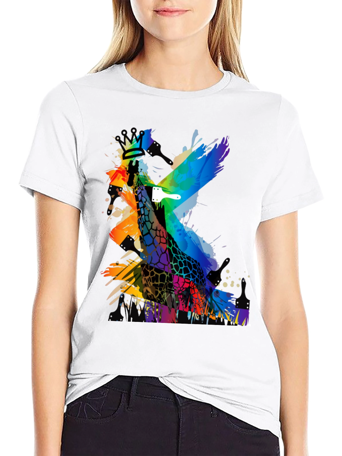 Colorful Giraffe Painting T-Shirt