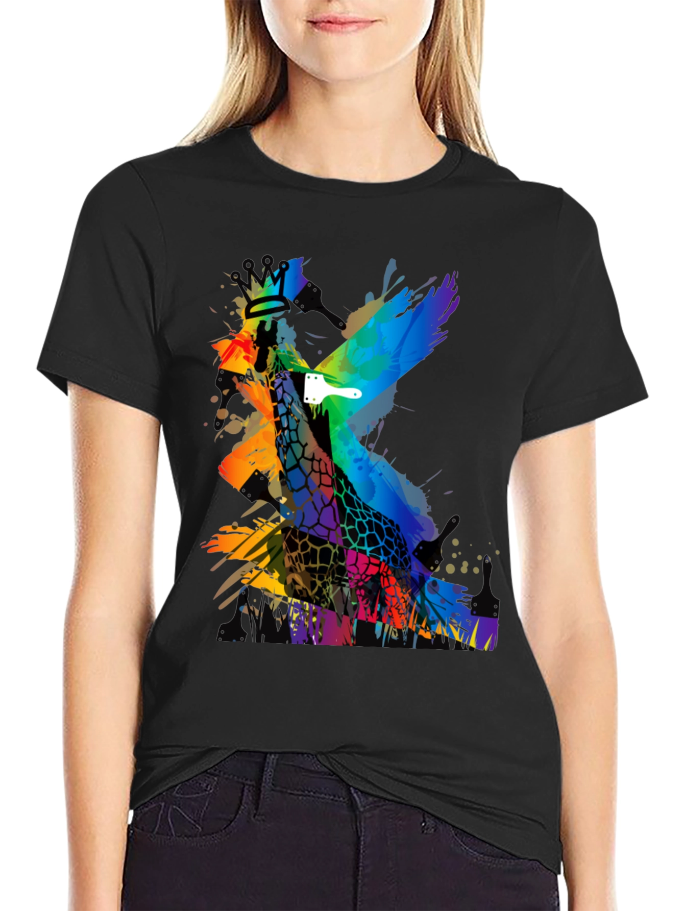 Colorful Giraffe Painting T-Shirt