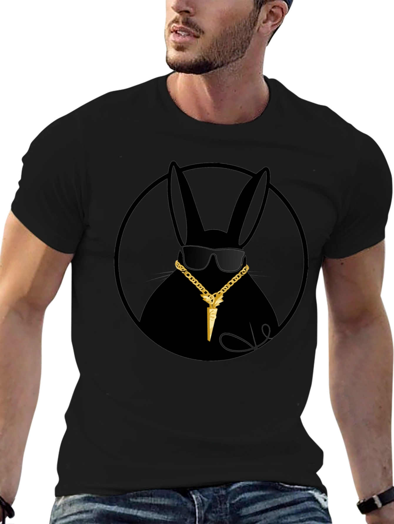 Gangster Rabbit T-Shirt - Black Crew Neck Tee