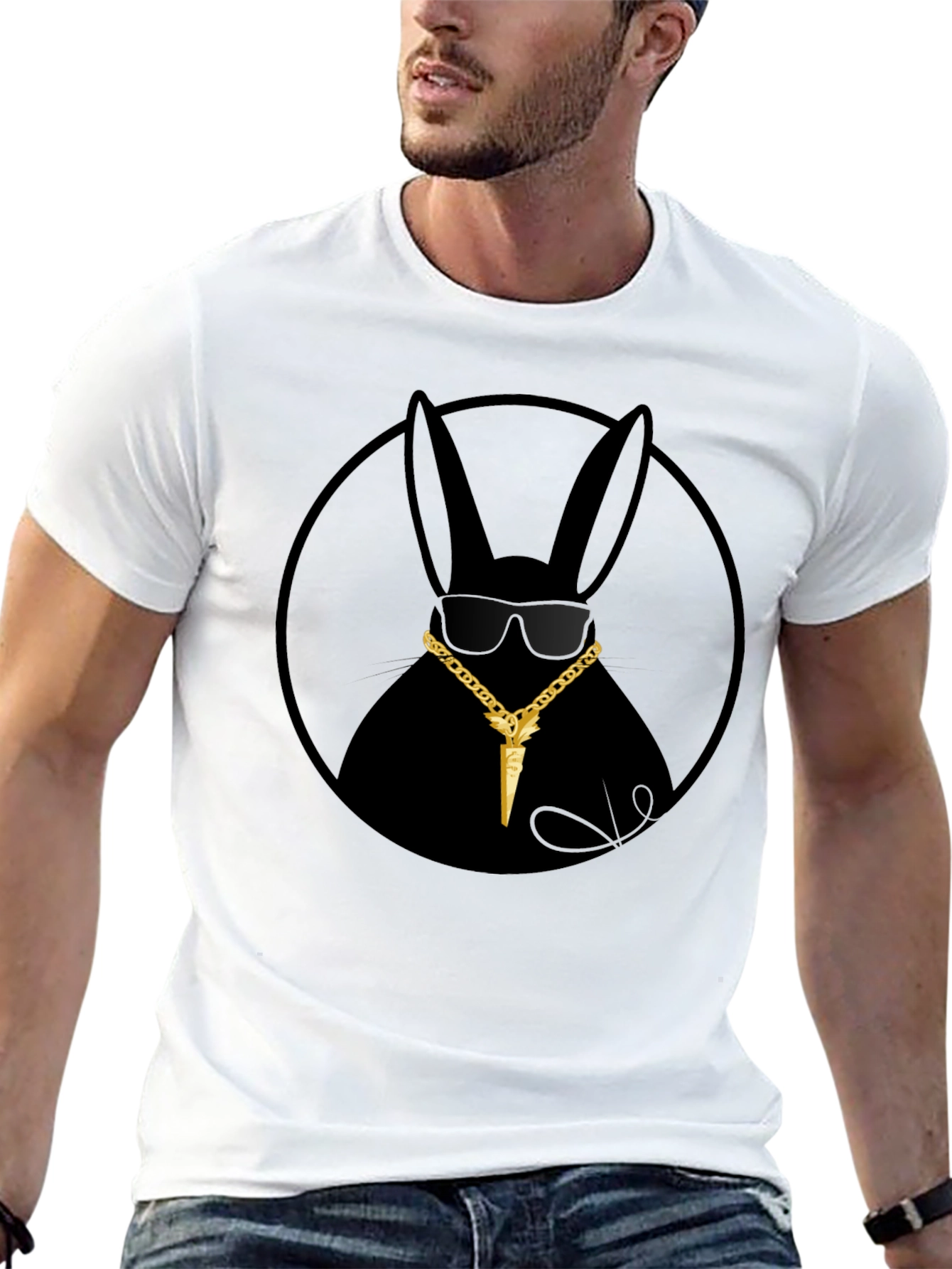 Gangster Rabbit T-Shirt - Black Crew Neck Tee