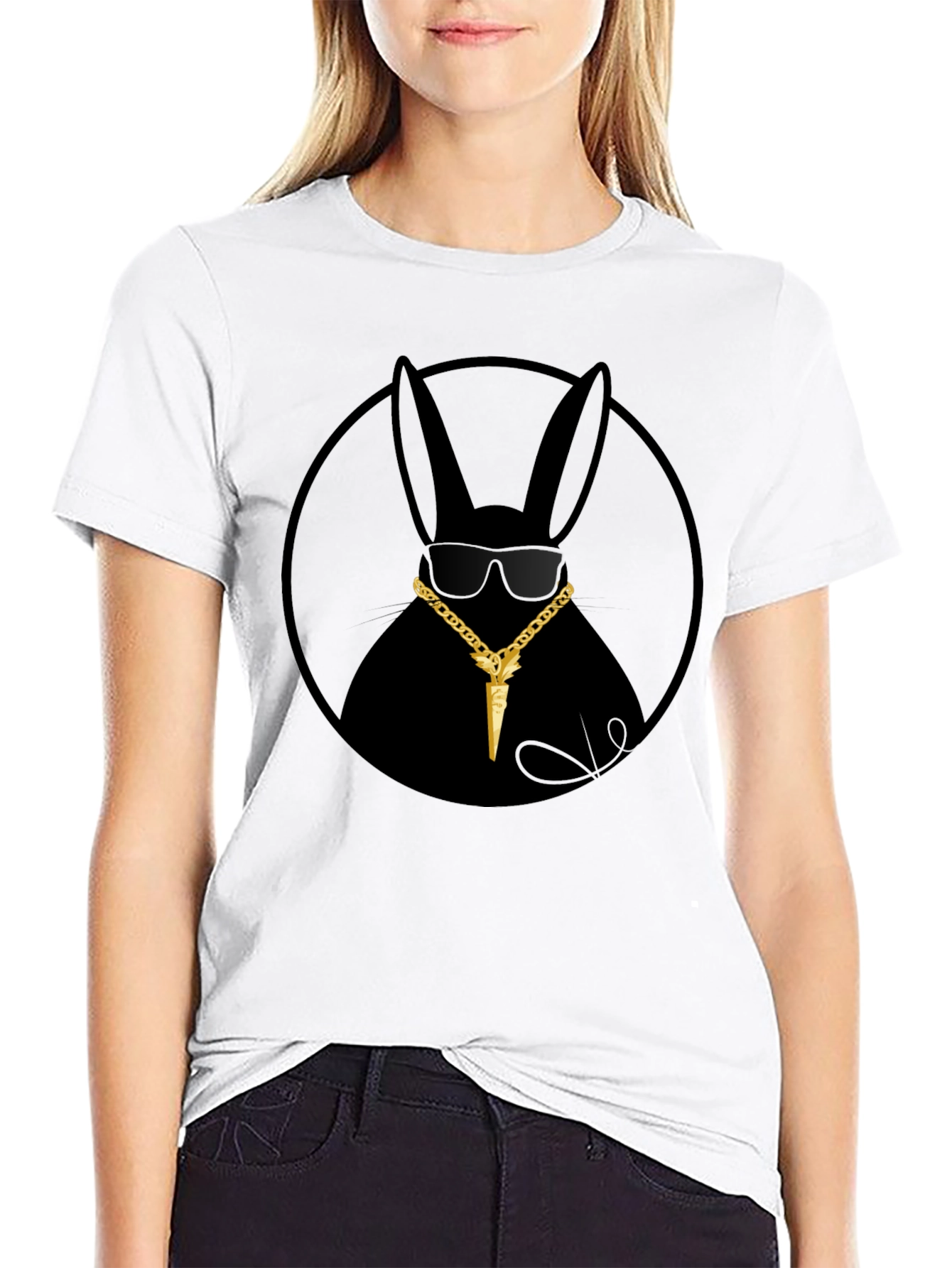 Gangster Rabbit T-Shirt - Black Crew Neck Tee