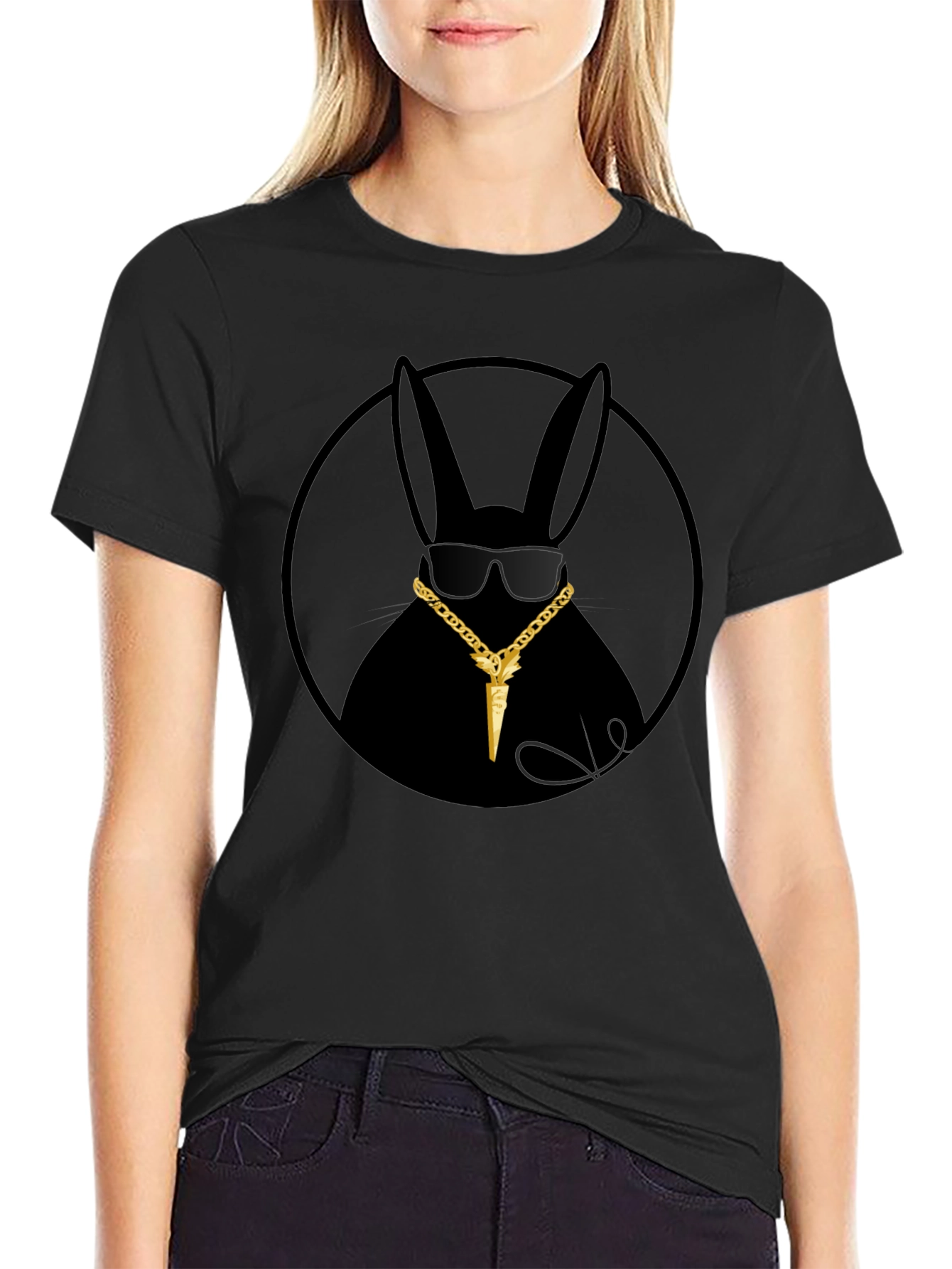 Gangster Rabbit T-Shirt - Black Crew Neck Tee