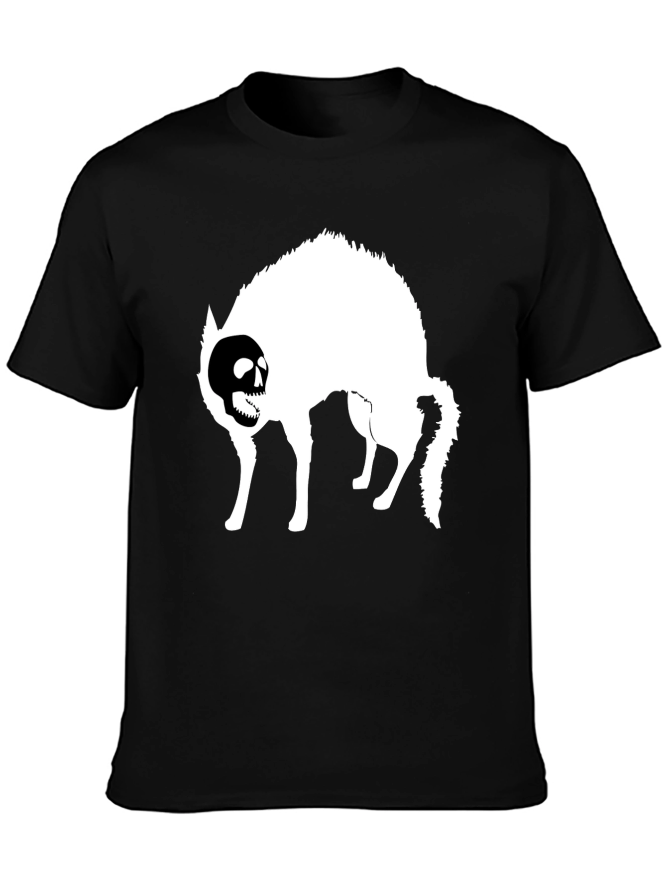 Skull Cat Graphic T-Shirt - Black Cotton Tee