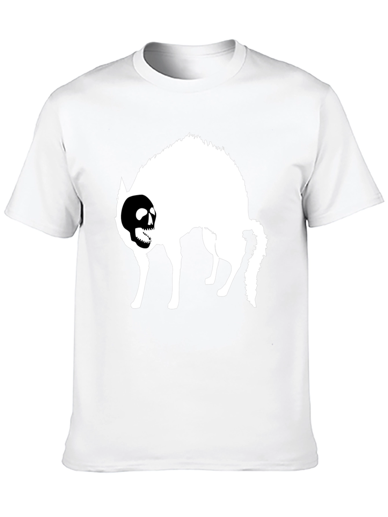 Skull Cat Graphic T-Shirt - Black Cotton Tee