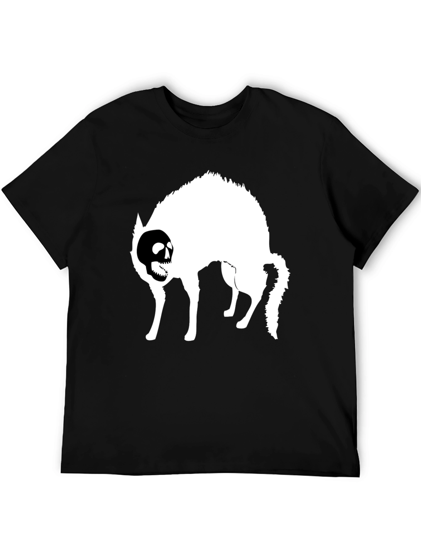 Skull Cat Graphic T-Shirt - Black Cotton Tee