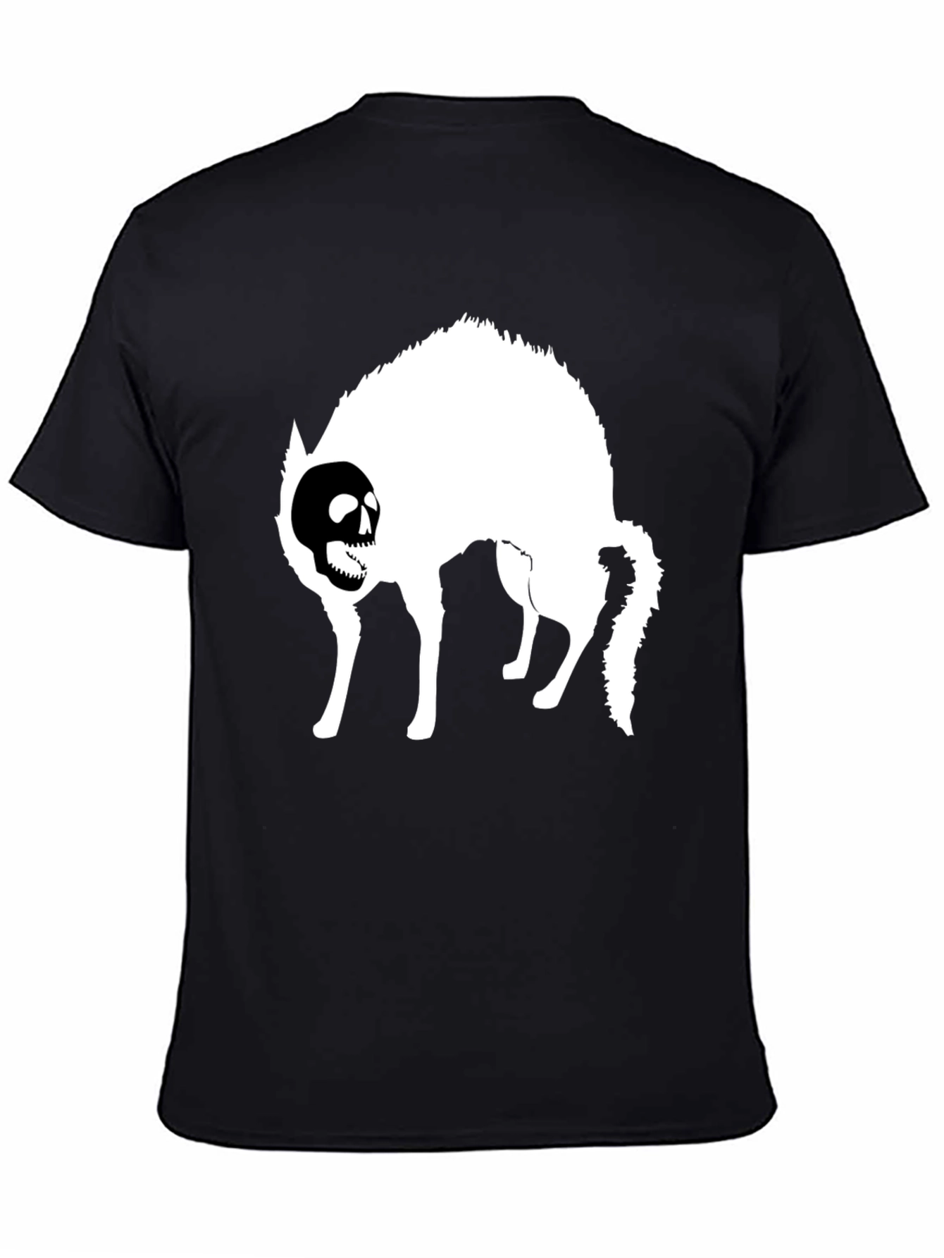 Skull Cat Graphic T-Shirt - Black Cotton Tee