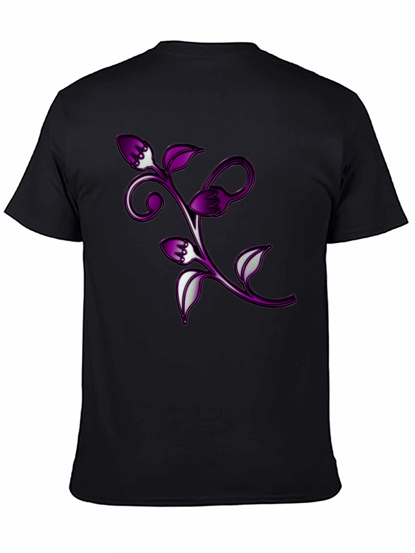 Floral Vine Graphic Black T-Shirt