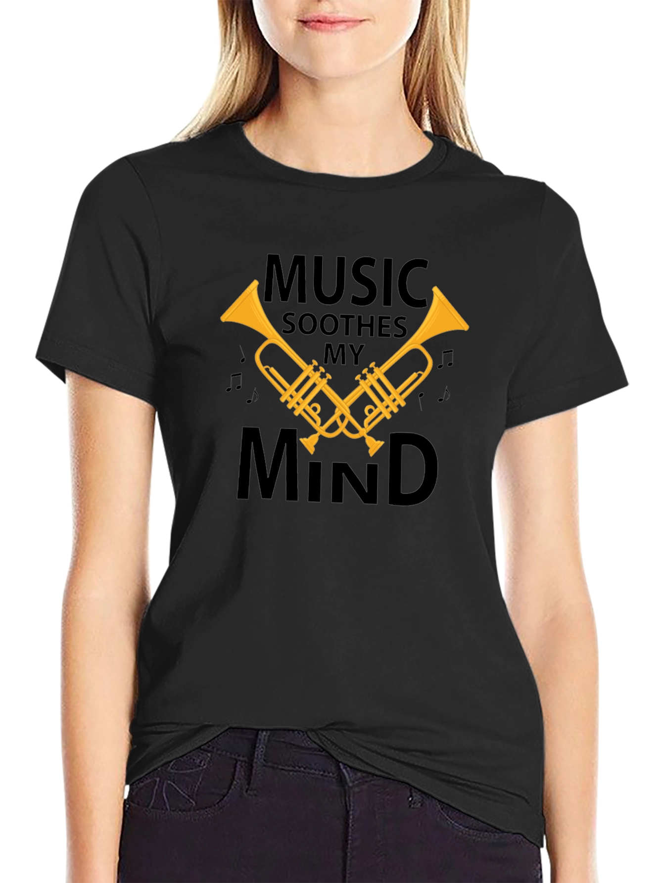 Music Soothes My Mind Black T-Shirt